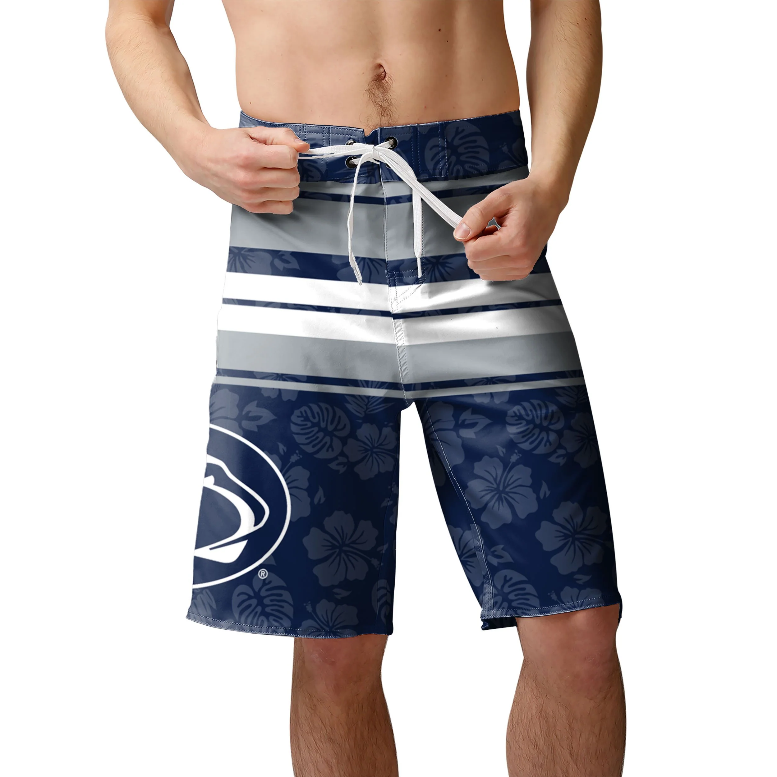 Penn State Nittany Lions NCAA Mens Hibiscus Boardwalk Stripe Boardshorts - Image 2