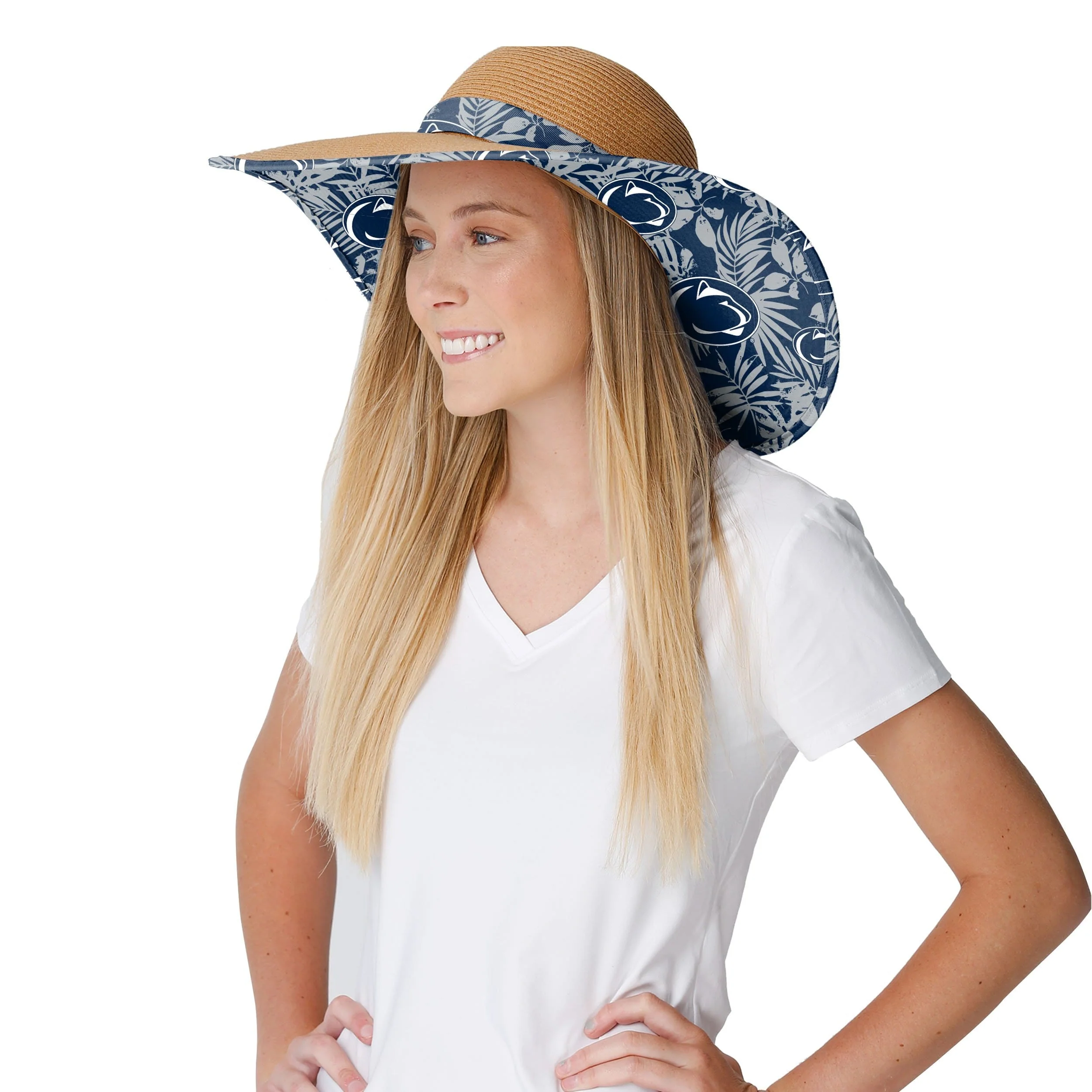 Penn State Nittany Lions NCAA Womens Floral Straw Hat - Image 3