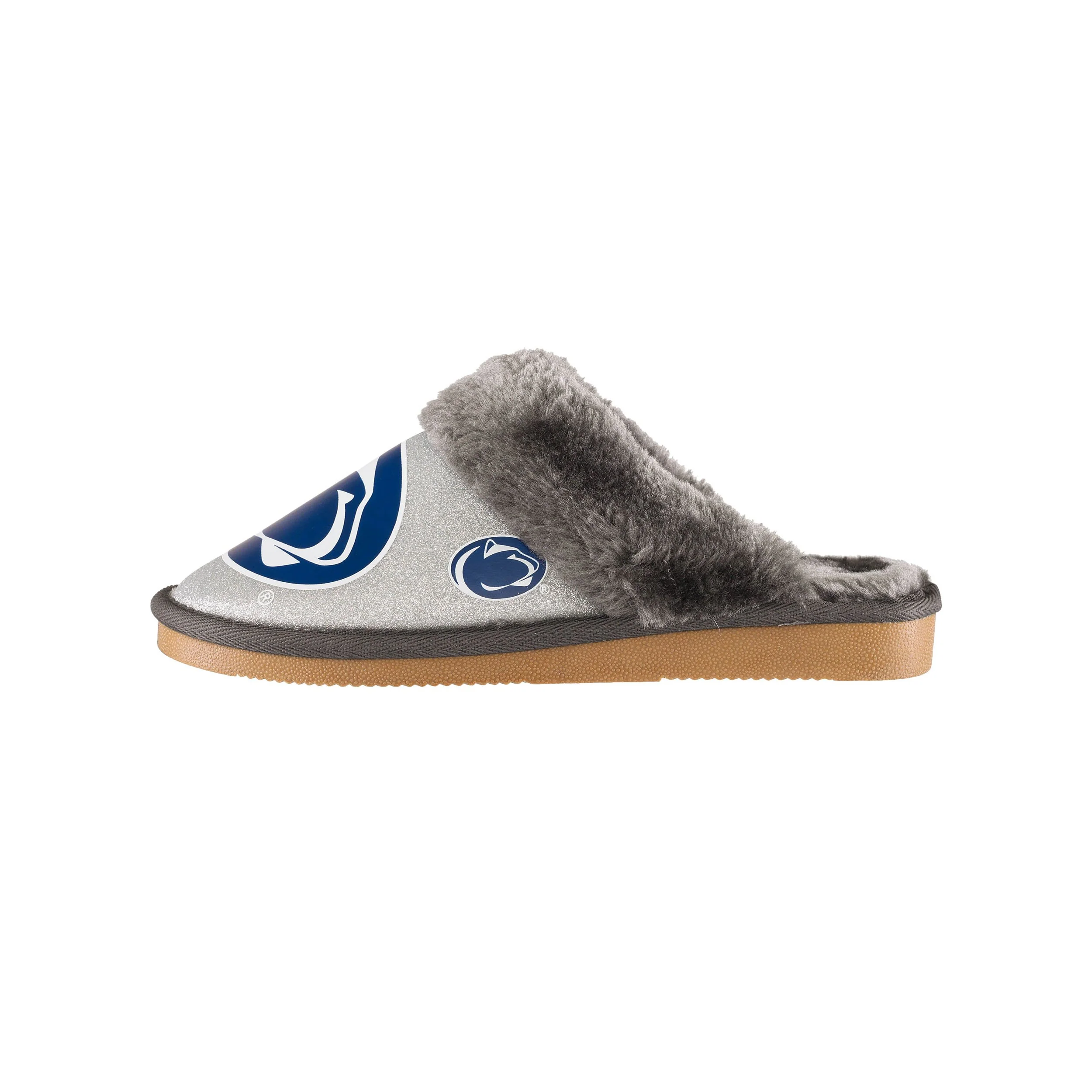 Penn State Nittany Lions NCAA Womens Glitter Open Back Fur Moccasin Slippers - Image 4