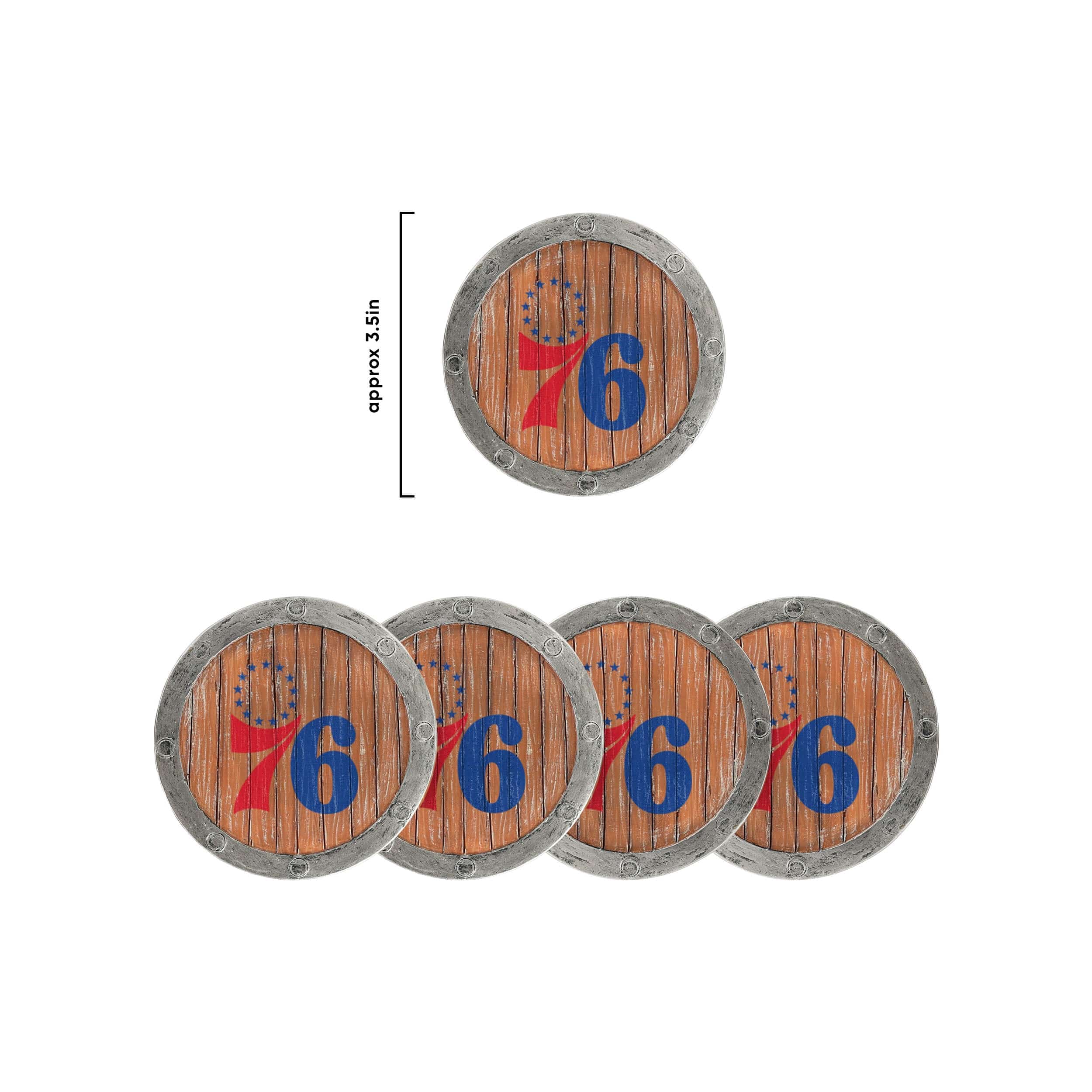 Philadelphia 76ers NBA 5 Pack Barrel Coaster Set - Image 5