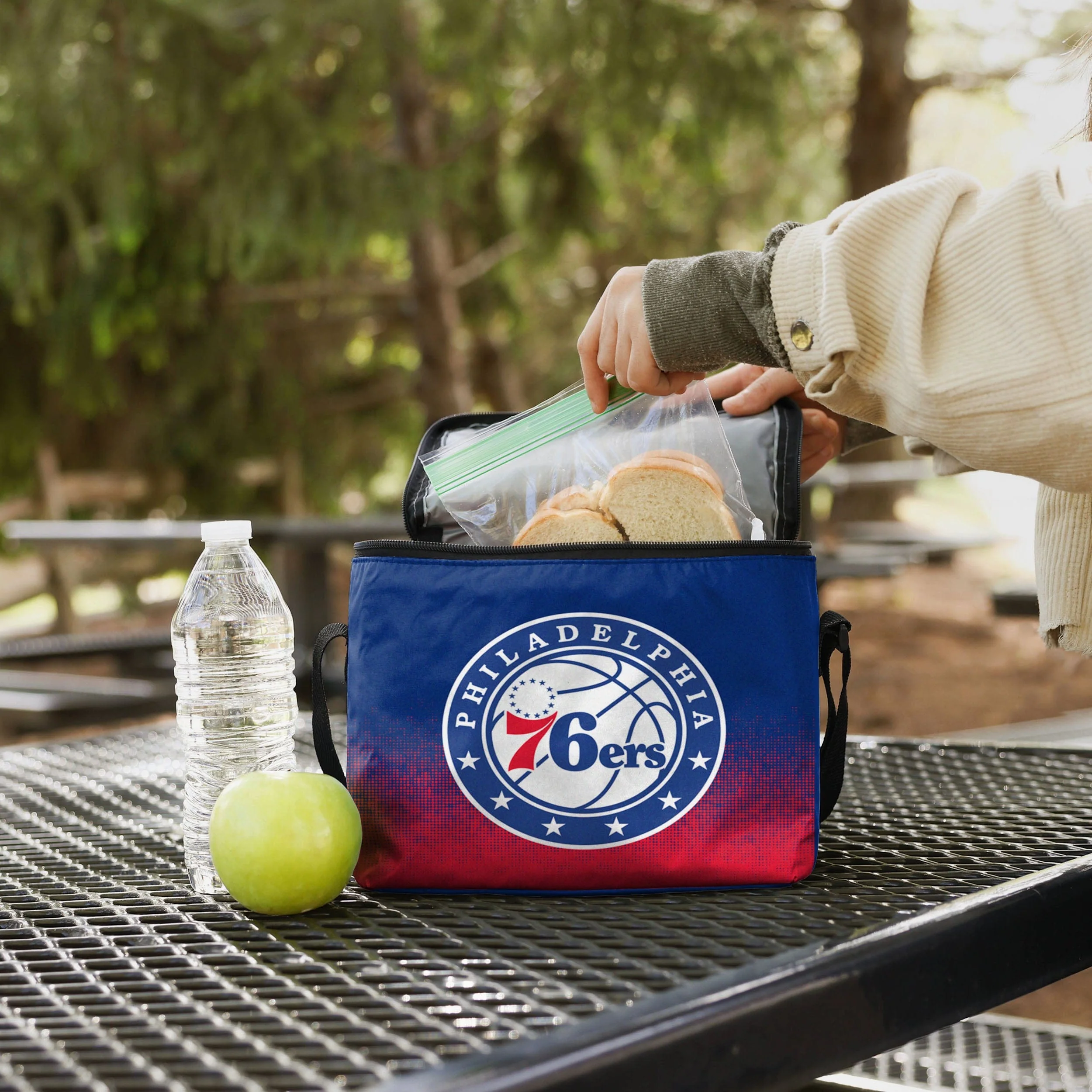 Philadelphia 76ers NBA Exclusive Big Logo Stripe 6 Pack Cooler - Image 3
