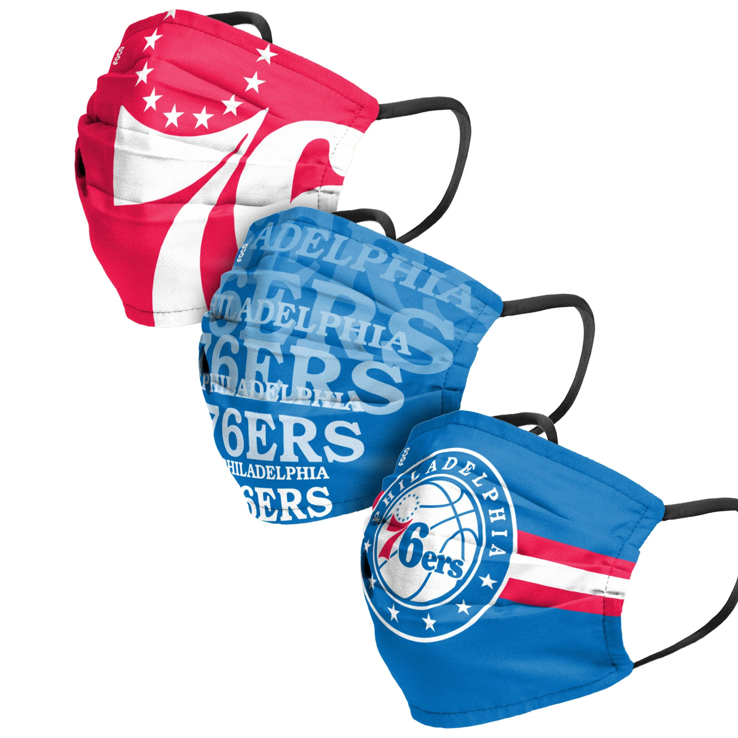 Philadelphia 76ers NBA Mens Matchday 3 Pack Face Cover
