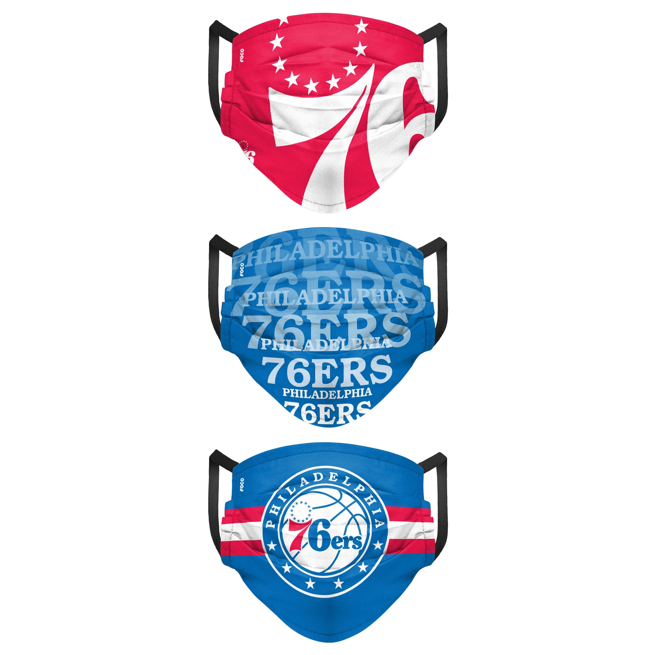 Philadelphia 76ers NBA Mens Matchday 3 Pack Face Cover - Image 2