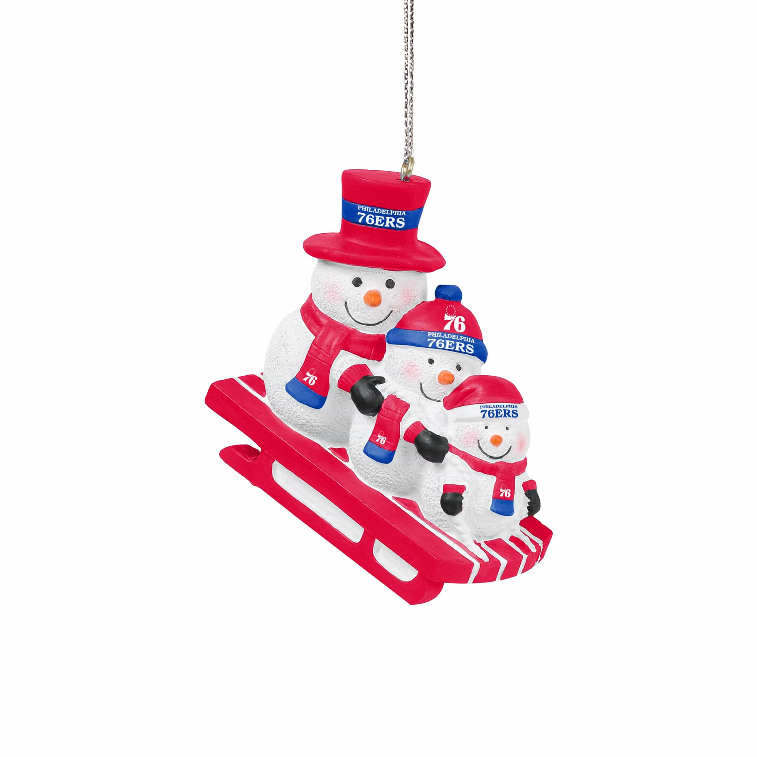 Philadelphia 76ers NBA Sledding Snowmen Ornament