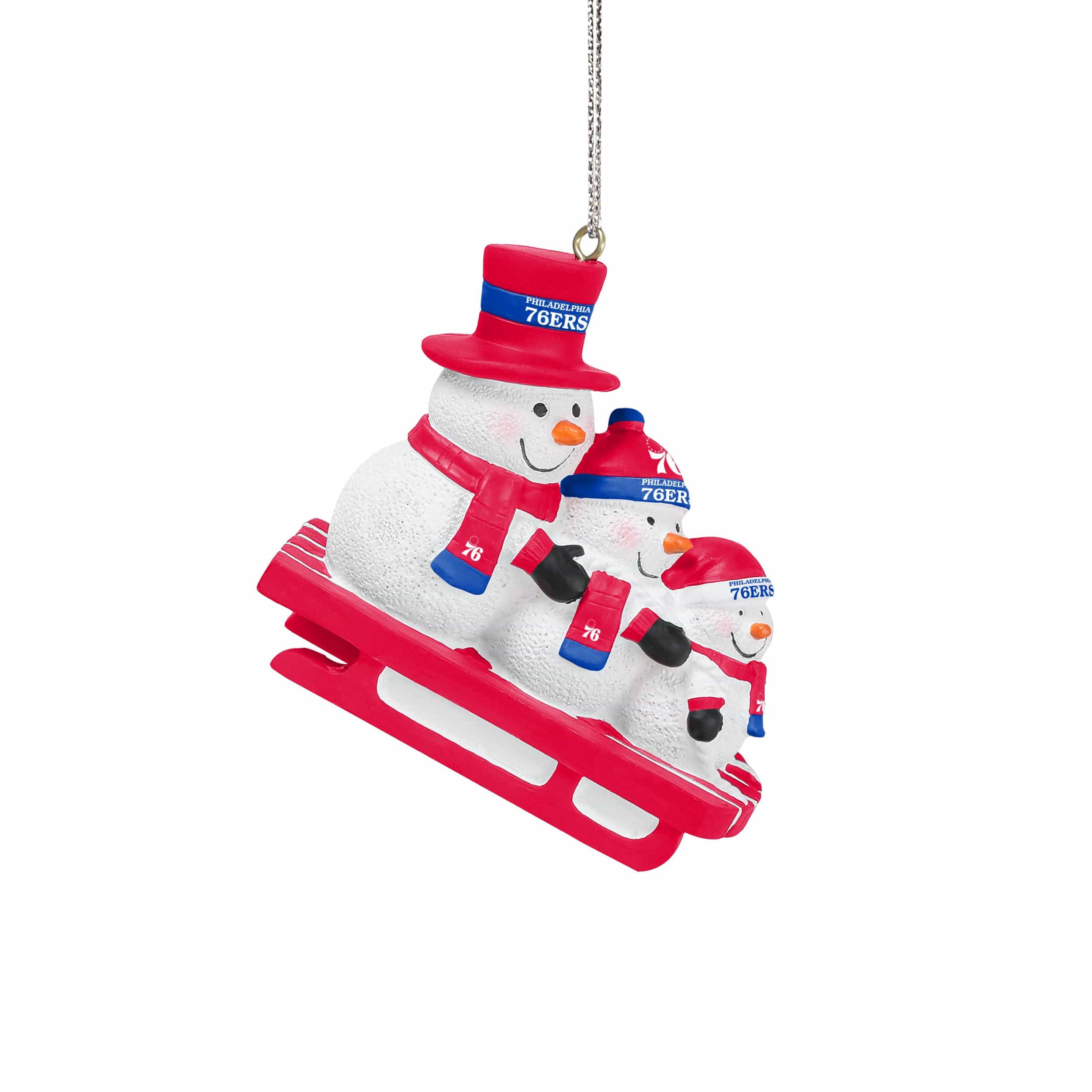 Philadelphia 76ers NBA Sledding Snowmen Ornament - Image 2