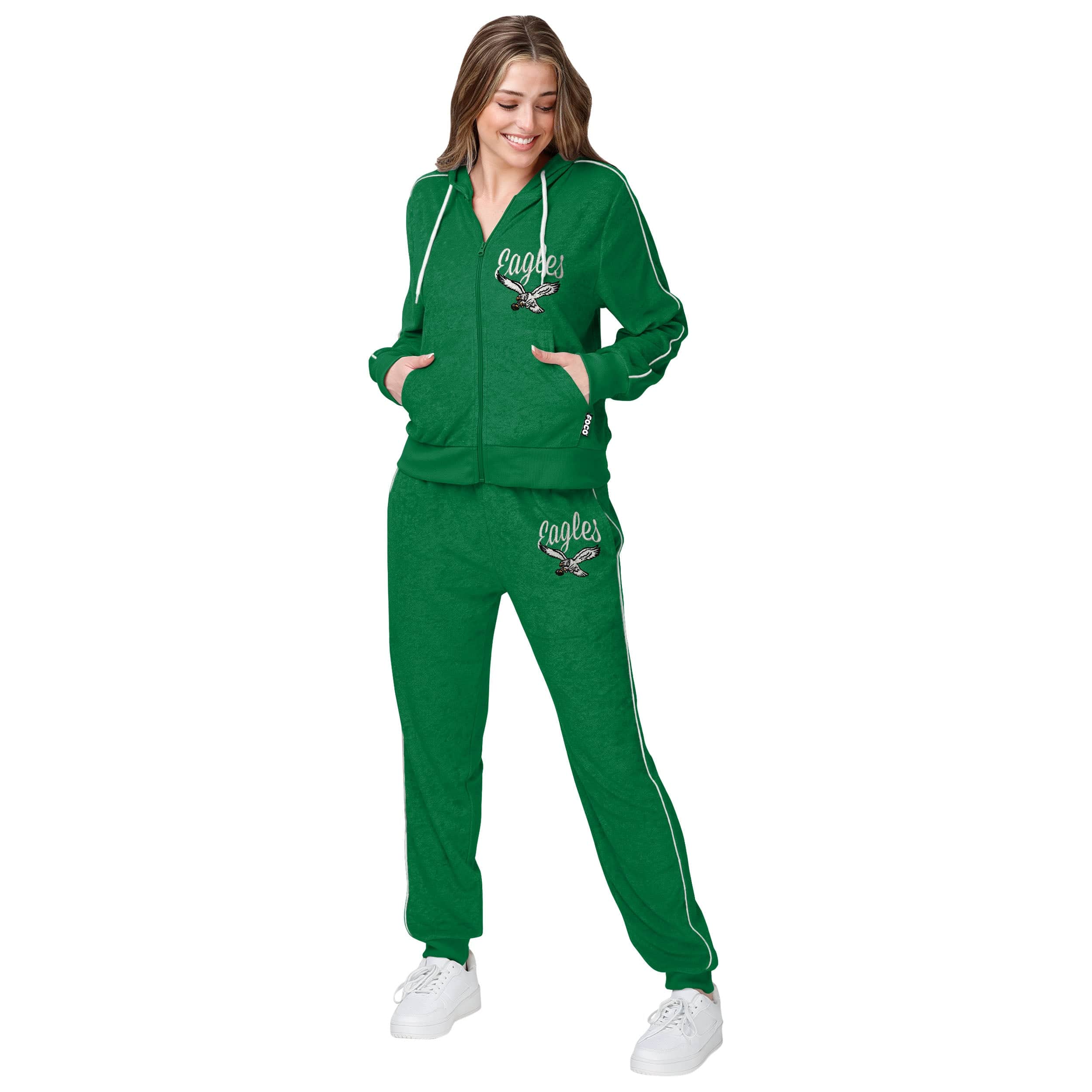 Philadelphia Eagles Kelly Green NFL Womens Terry Knit Joggers - Image 5