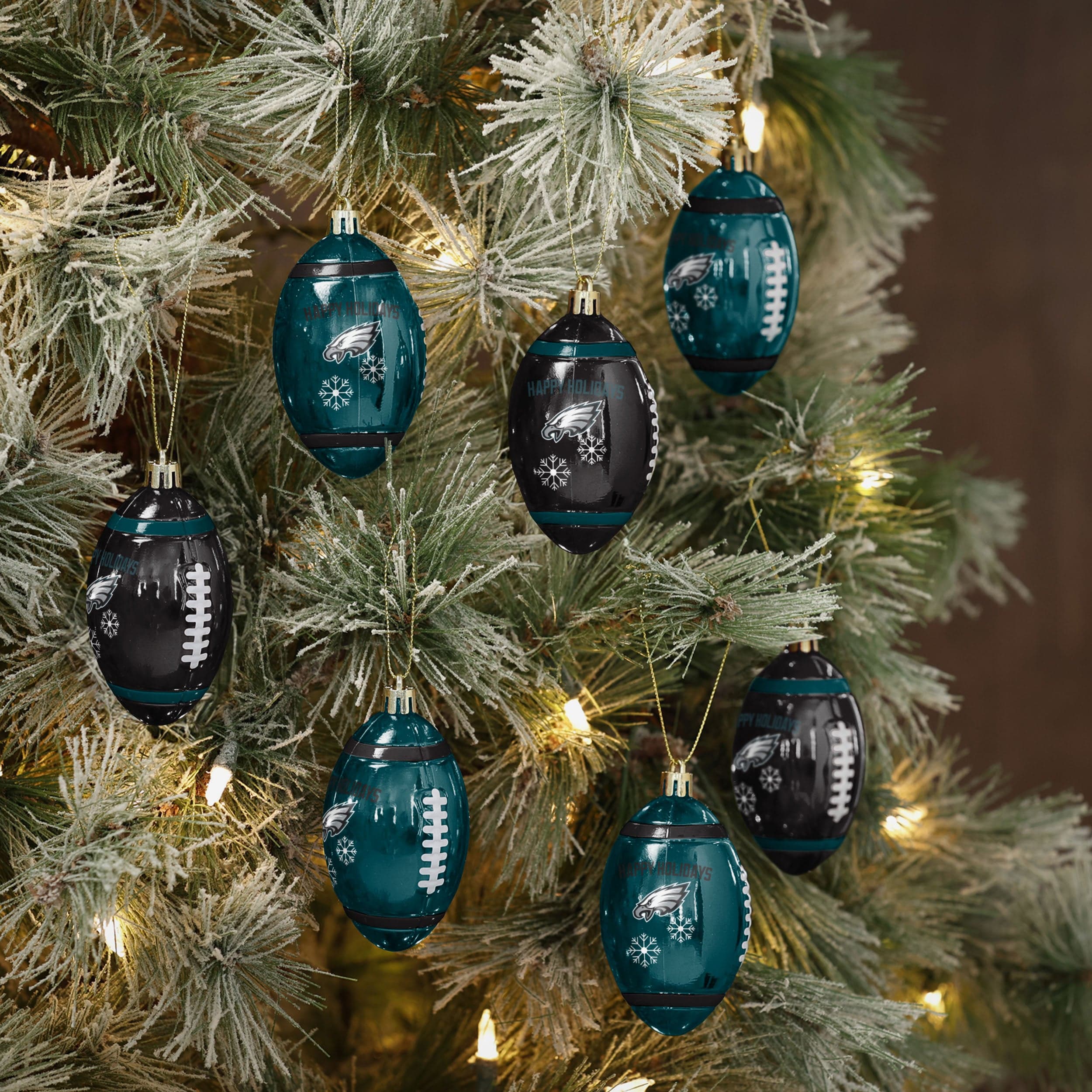 Philadelphia Eagles NFL 12 Pack Football Ornament Set - Image 2