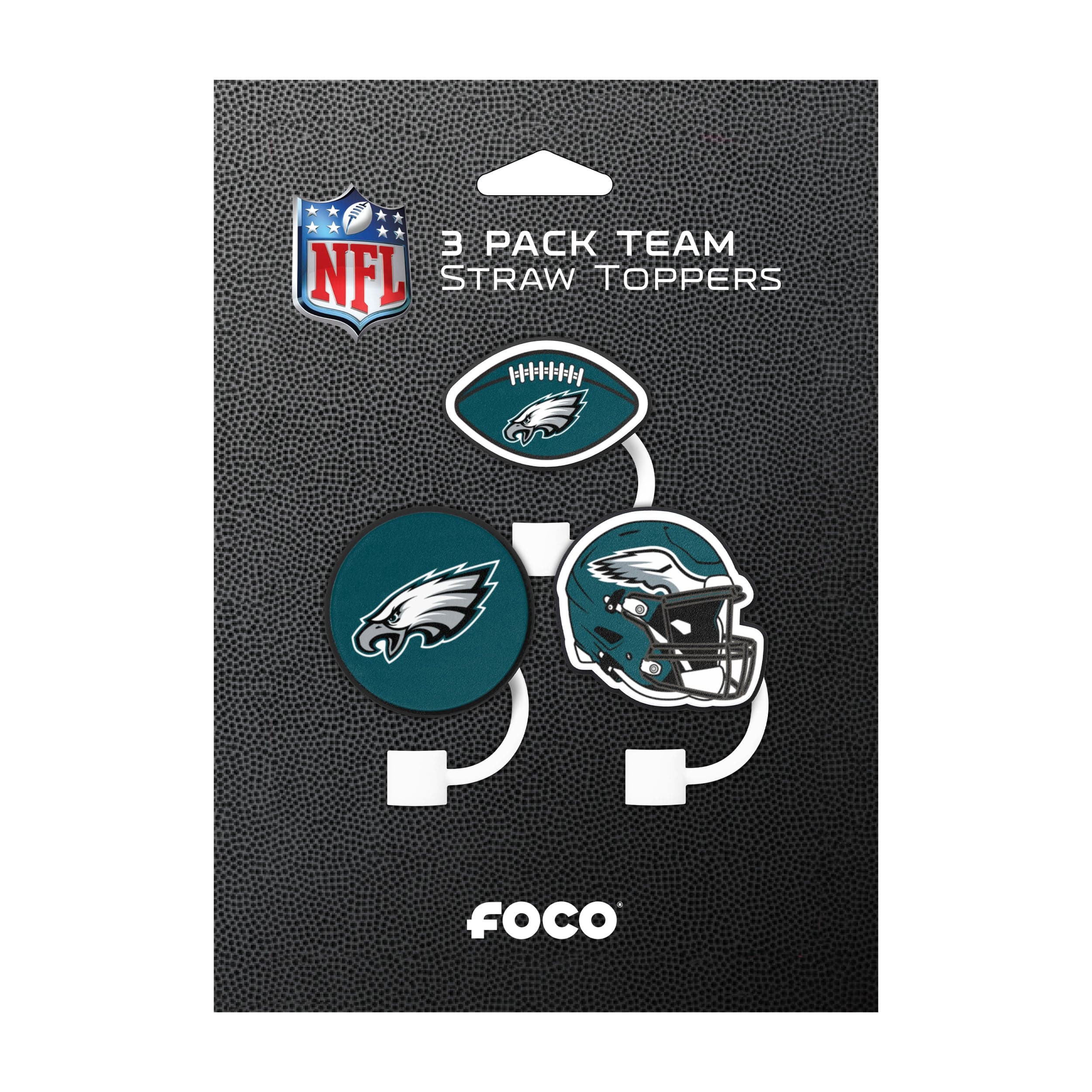 Philadelphia Eagles NFL 3 Pack Primary Logo Straw Toppers - Image 6