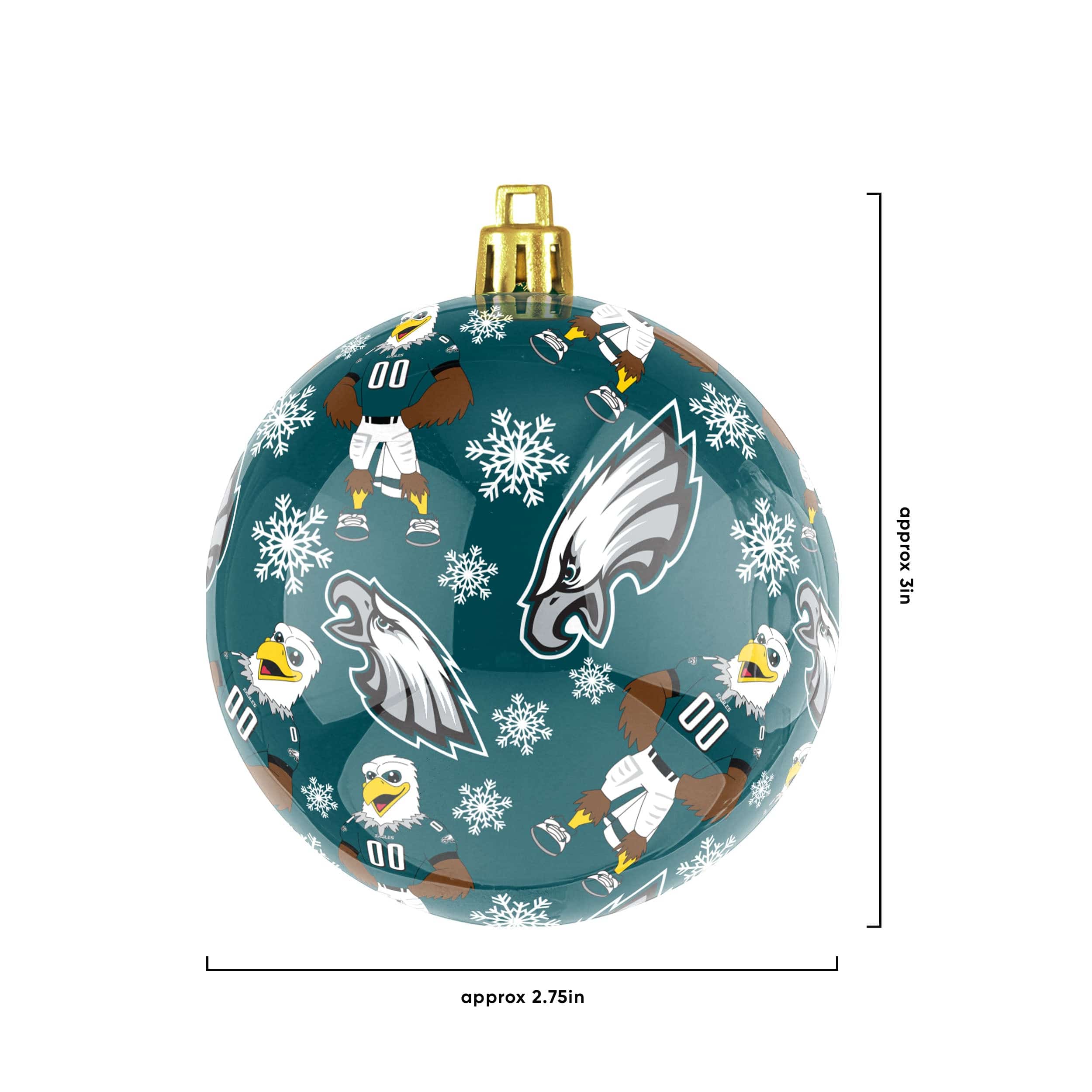 Philadelphia Eagles NFL 4 Pack Ball Mascot Ornament Set - Image 3