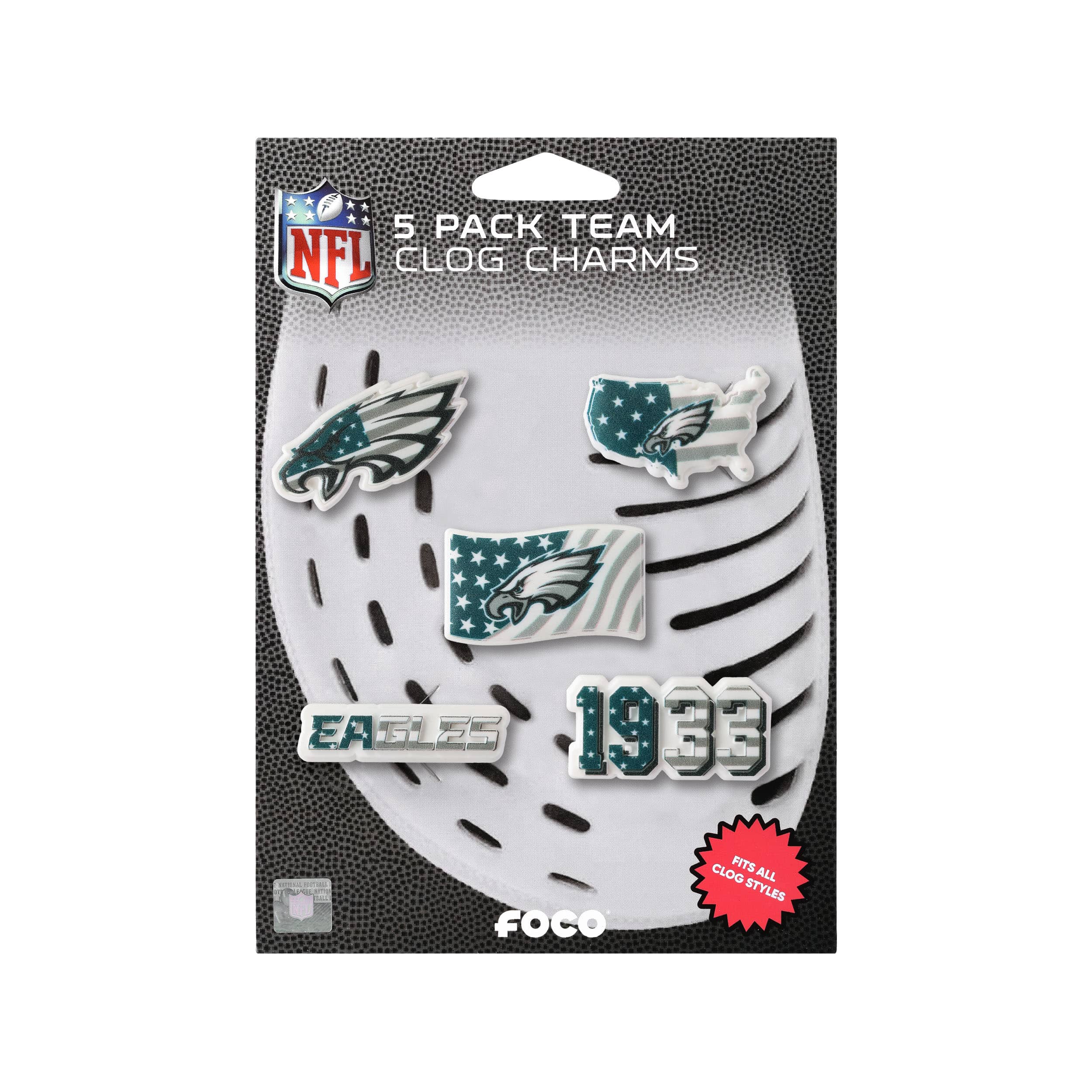 Philadelphia Eagles NFL Americana 5 Pack Team Clog Charms - Image 5