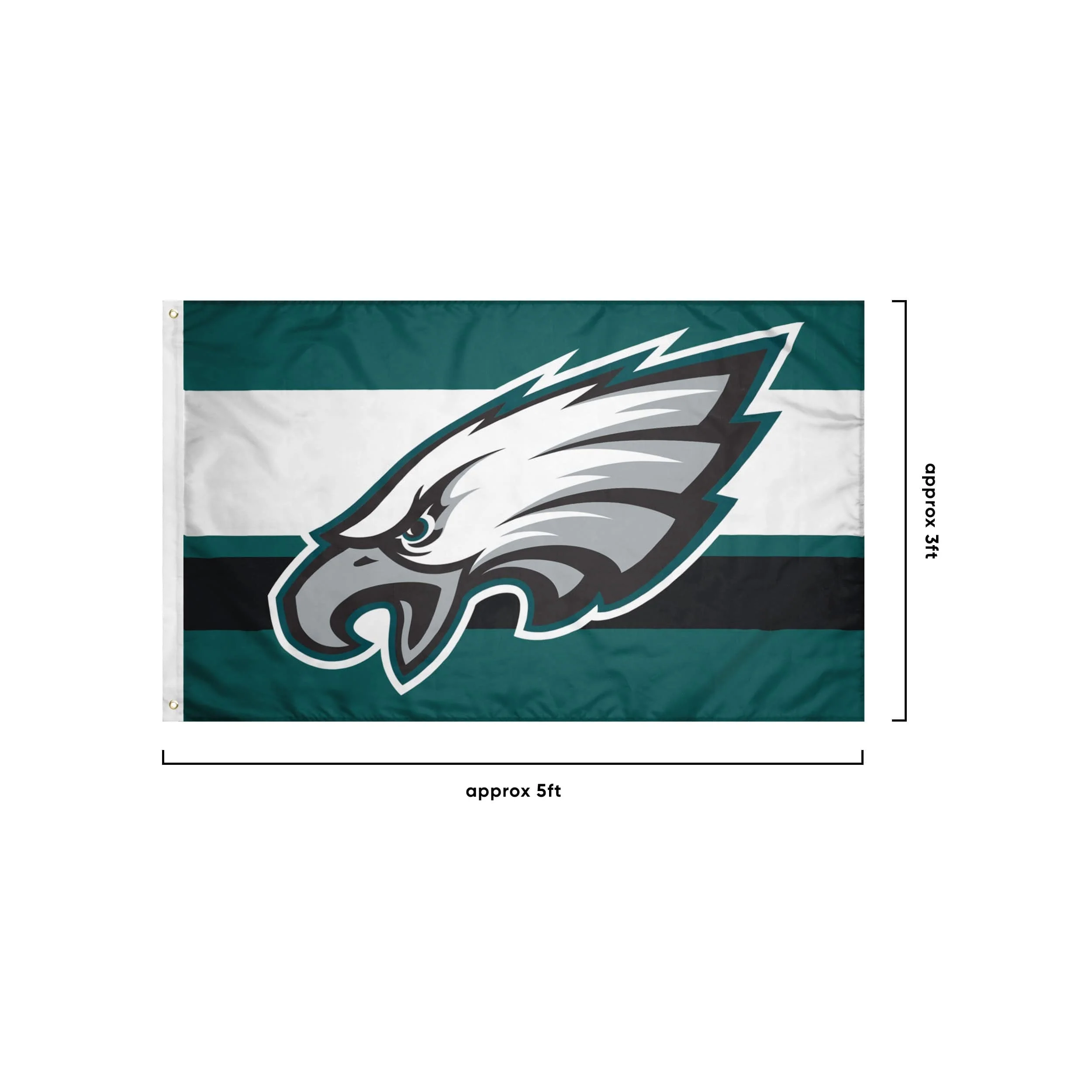 Philadelphia Eagles NFL Big Logo Team Stripe Horizontal Flag - Image 3