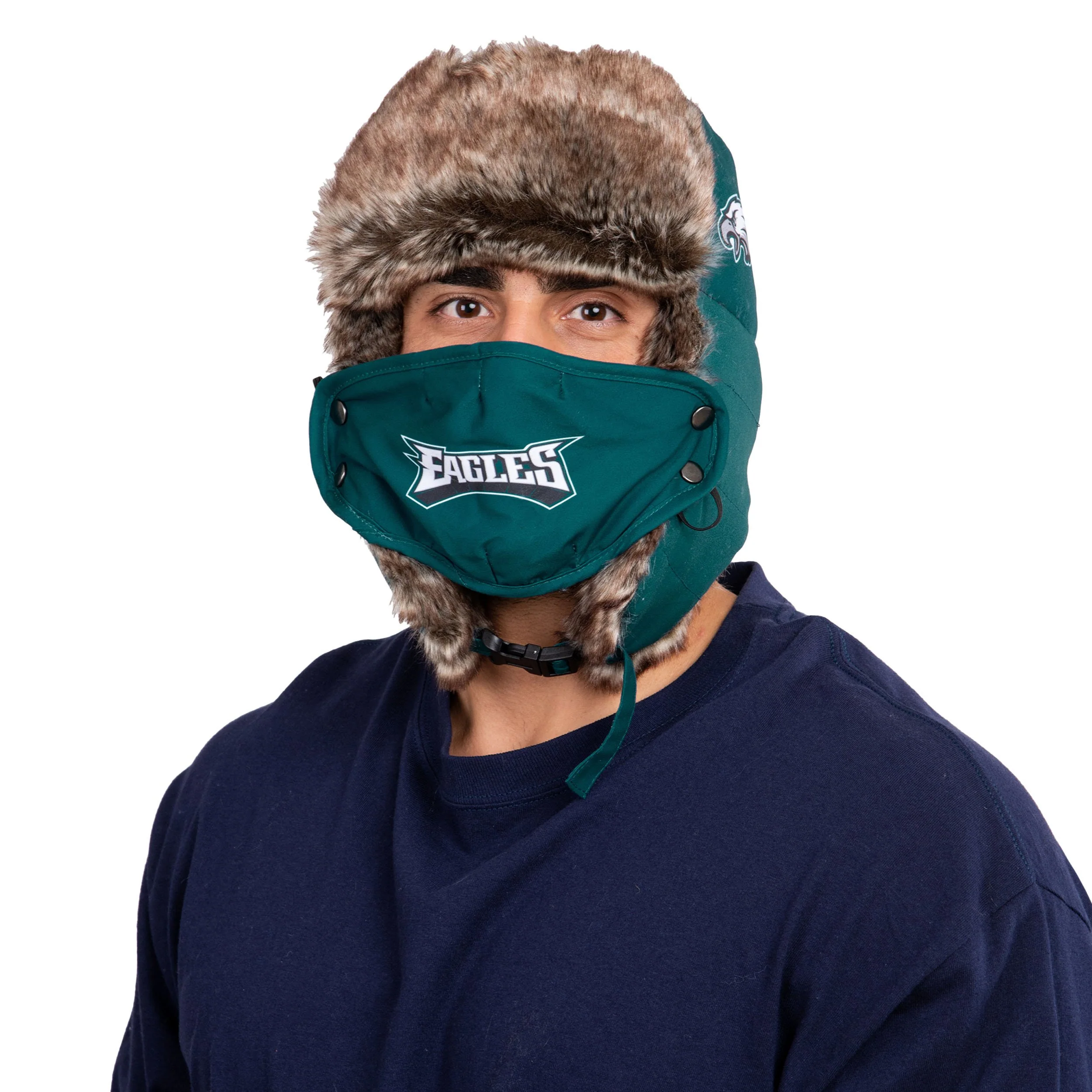 Philadelphia Eagles NFL Big Logo Trapper Hat With Face Cover - Image 2