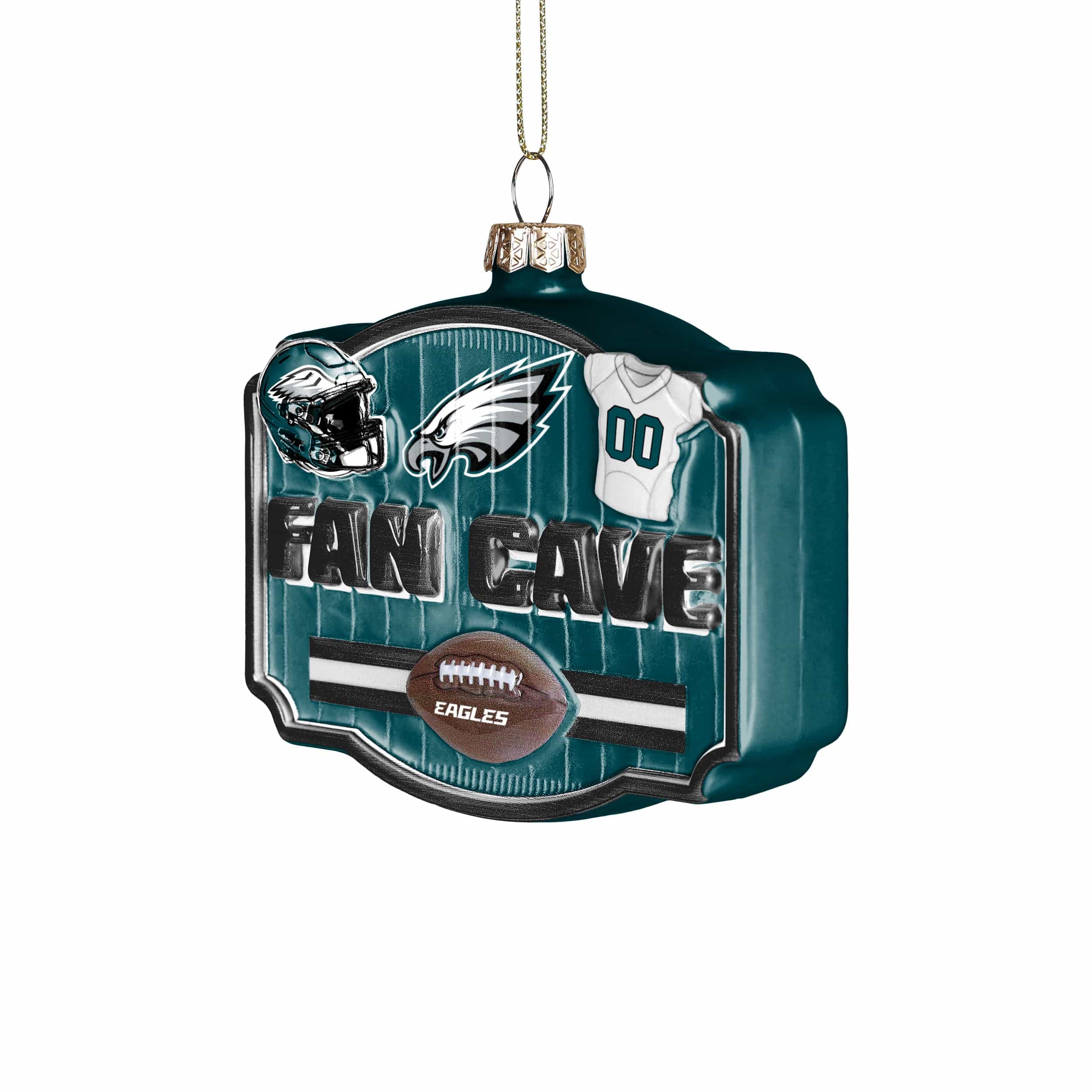Philadelphia Eagles NFL Blown Glass Fan Cave Ornament - Image 2
