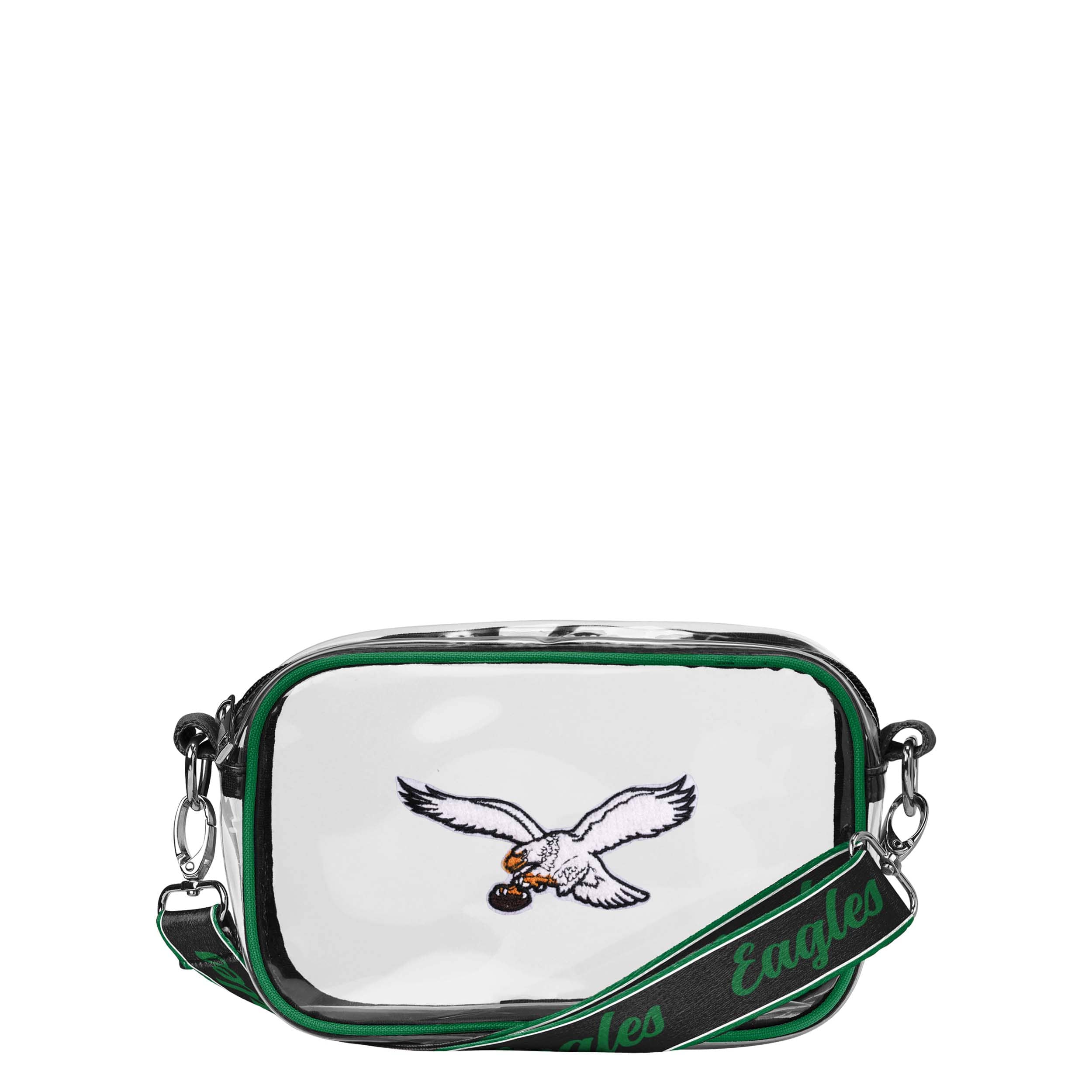 Philadelphia Eagles NFL Chenille Logo Clear Crossbody Bag (PREORDER - SHIPS EARLY JUNE)
