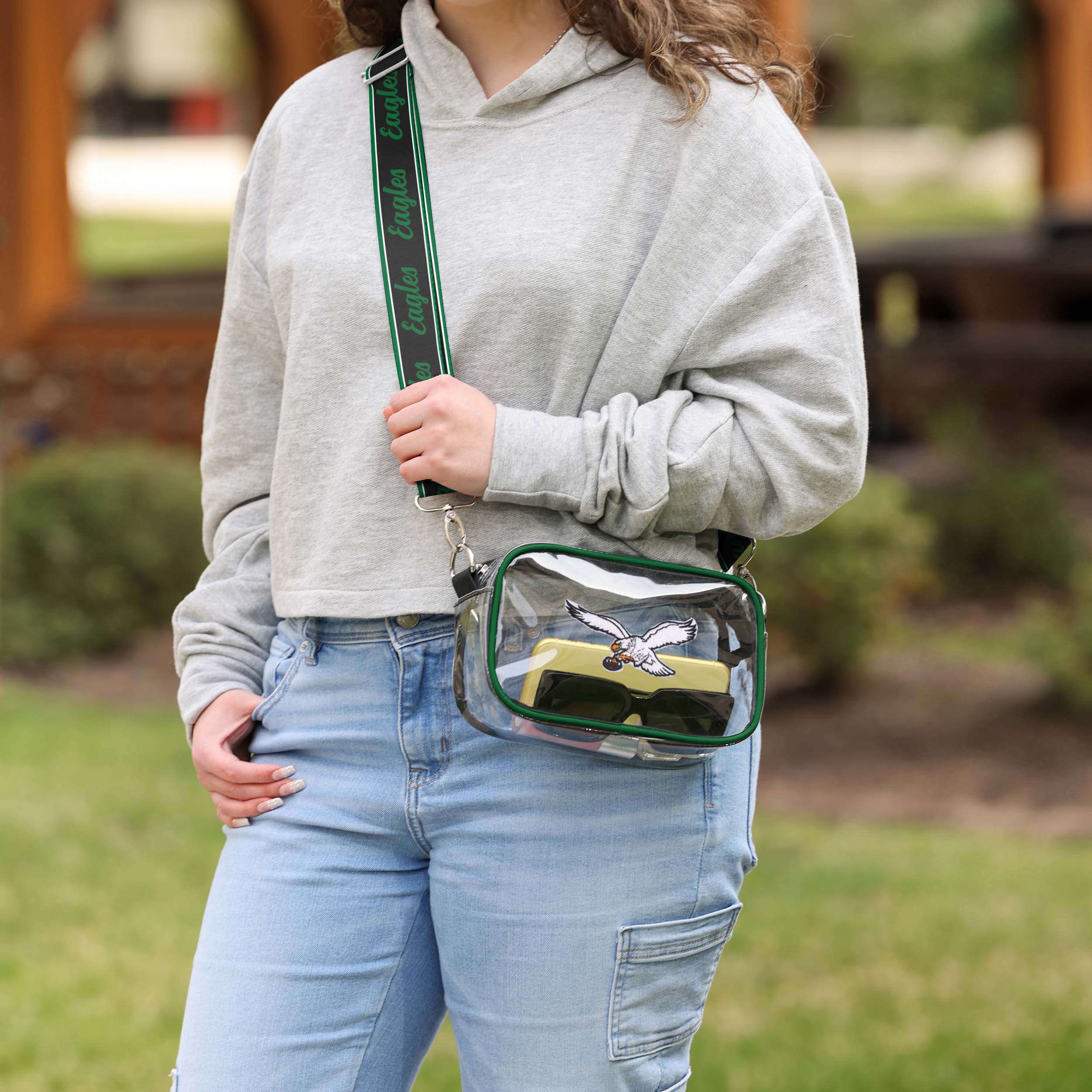 Philadelphia Eagles NFL Chenille Logo Clear Crossbody Bag (PREORDER - SHIPS EARLY JUNE) - Image 3