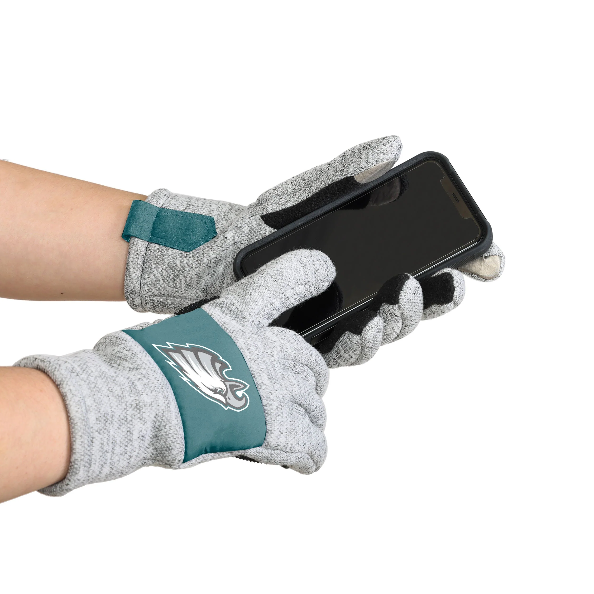 Philadelphia Eagles NFL Heather Grey Insulated Gloves - Image 2