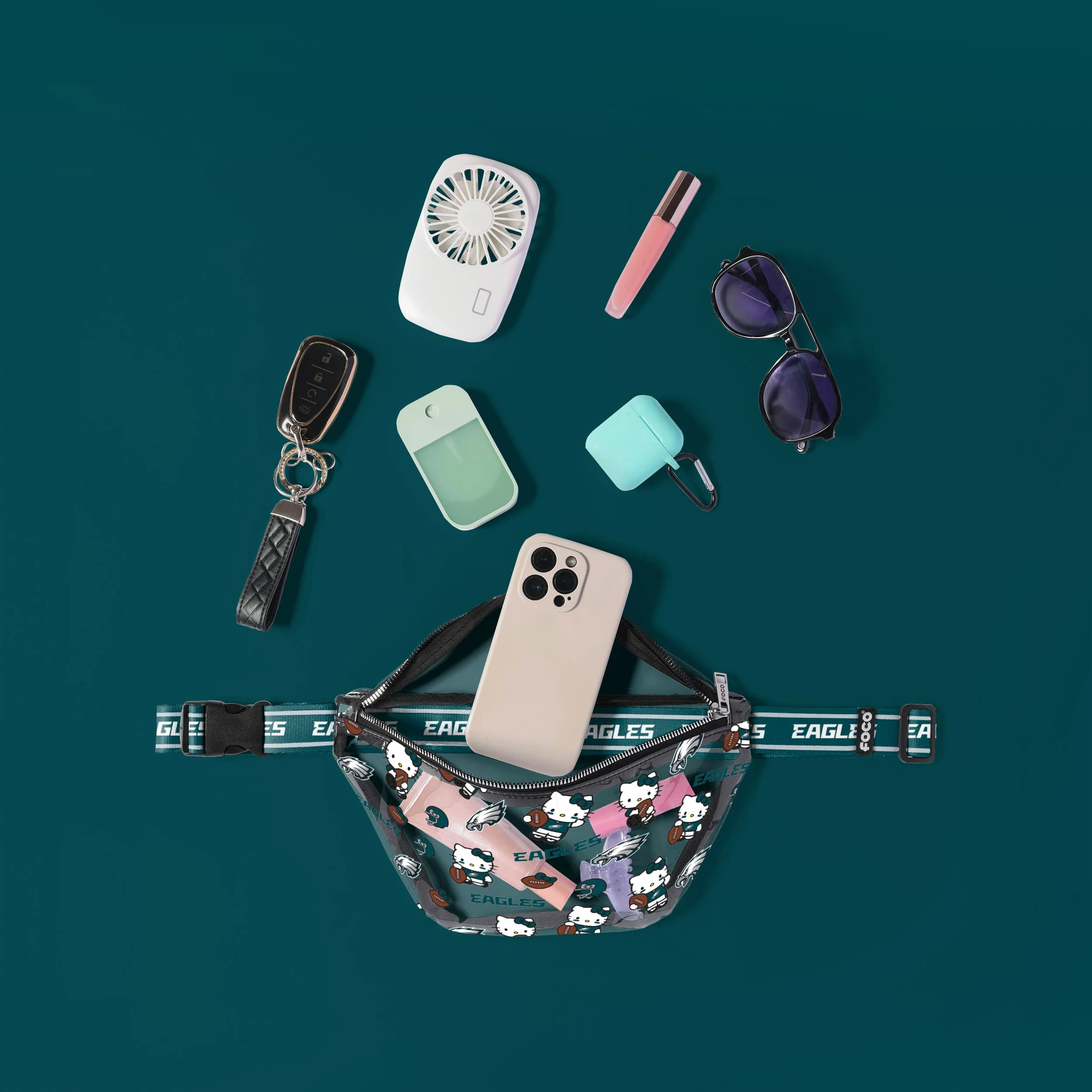 Philadelphia Eagles NFL Hello Kitty® Clear Fanny Pack (PREORDER - SHIPS MID JULY) - Image 3
