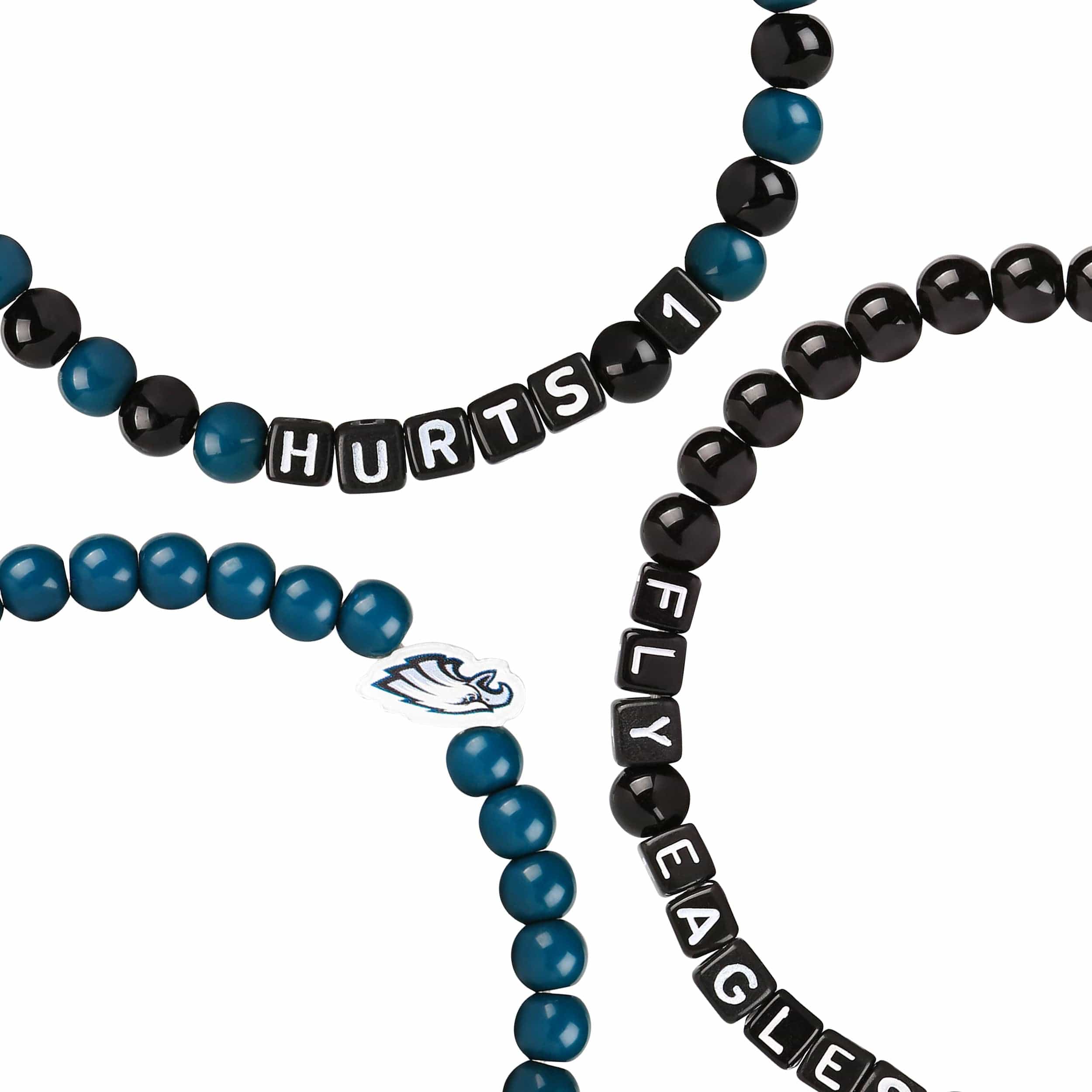 Philadelphia Eagles NFL Jalen Hurts & Lane Johnson 3 Pack Player Beaded Friendship Bracelet - Image 2