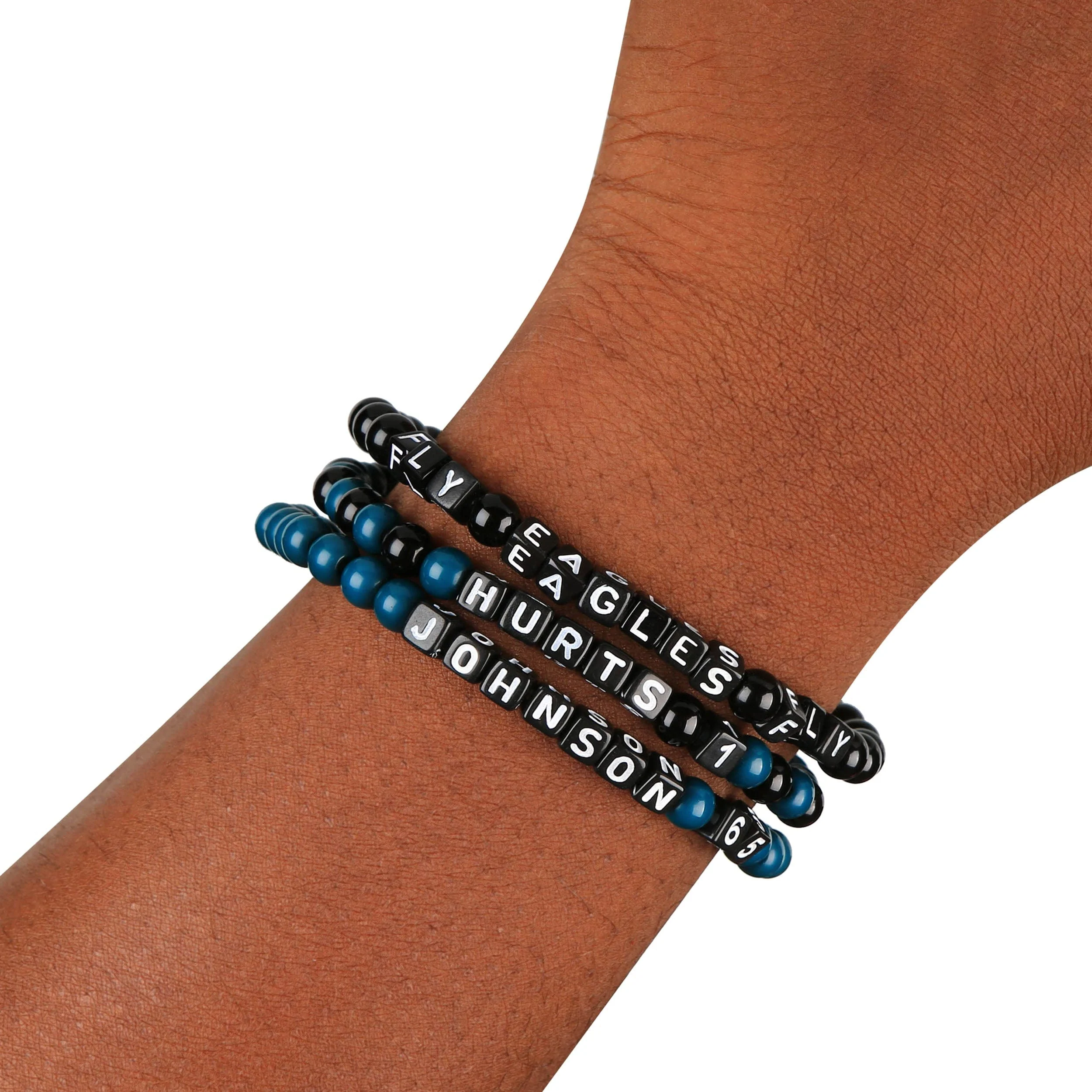Philadelphia Eagles NFL Jalen Hurts & Lane Johnson 3 Pack Player Beaded Friendship Bracelet - Image 4