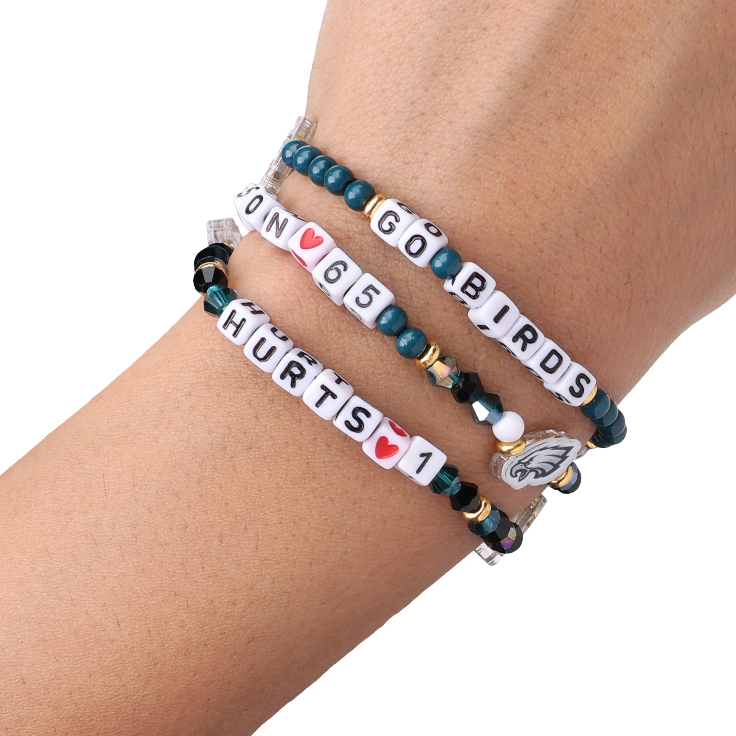 Philadelphia Eagles NFL Jalen Hurts & Lane Johnson 3 Pack Player Friendship Bracelet - Image 4