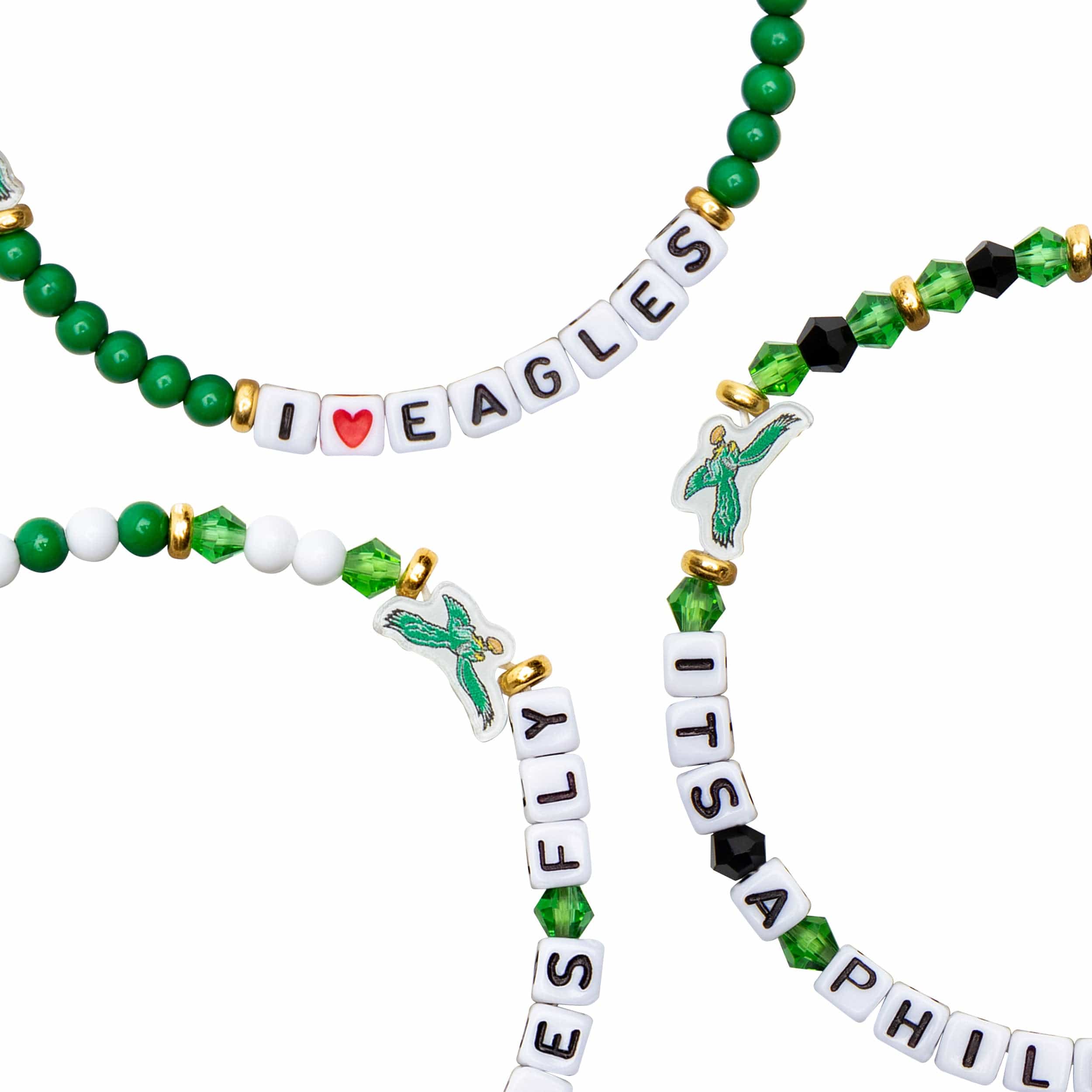 Philadelphia Eagles NFL Kelly Green 3 Pack Friendship Bracelet - Image 2