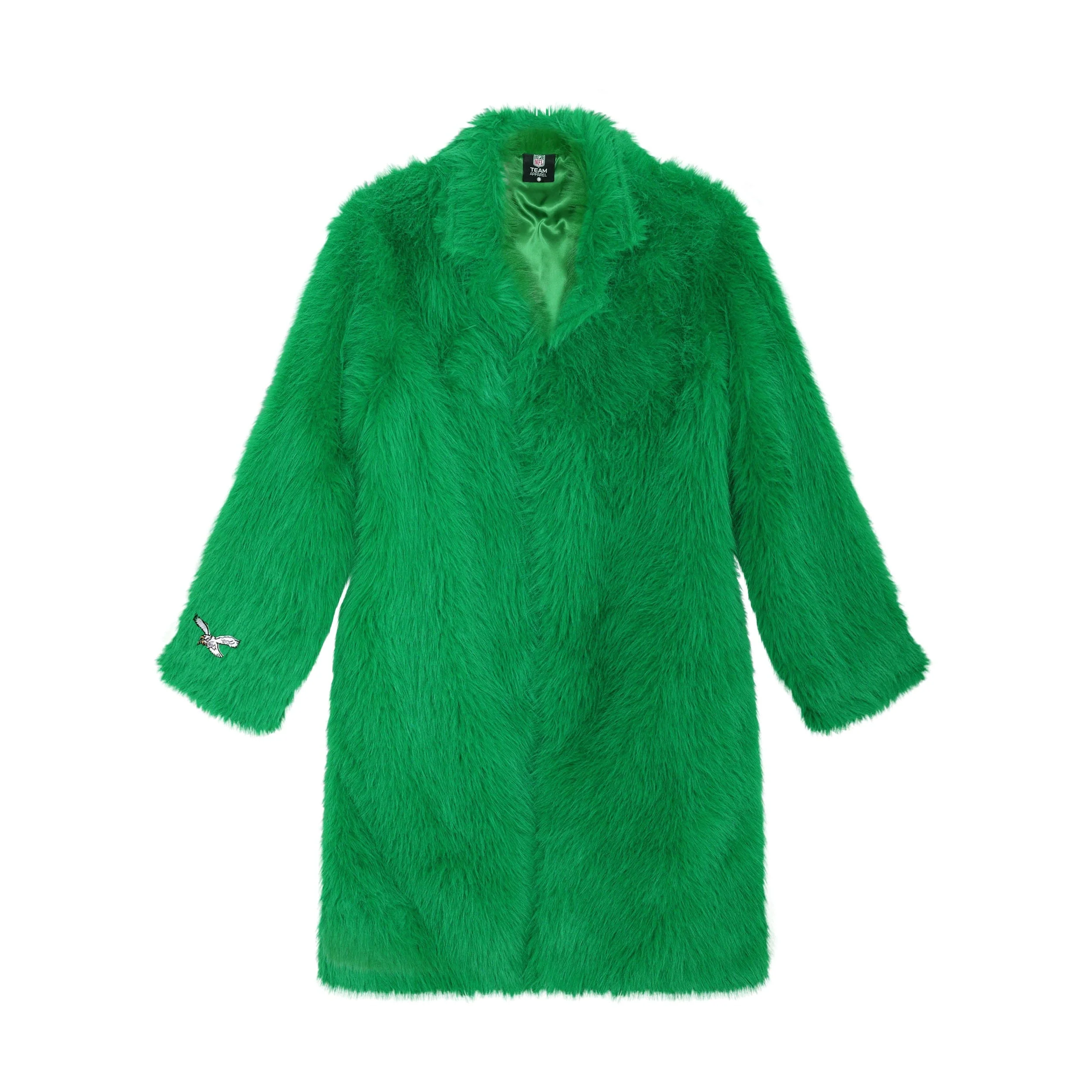 Philadelphia Eagles NFL Kelly Green Faux Fur Long Jacket - Image 4