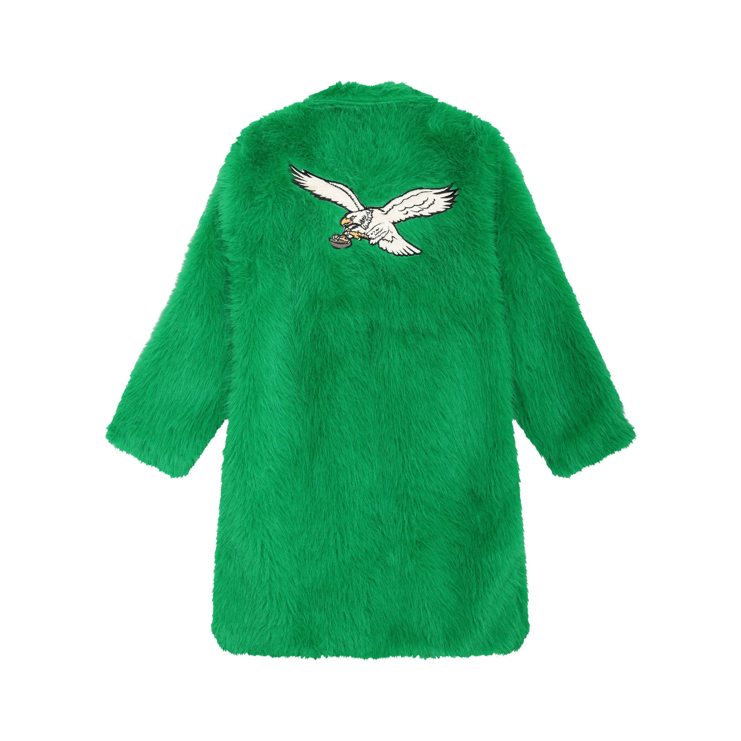 Philadelphia Eagles NFL Kelly Green Faux Fur Long Jacket - Image 5