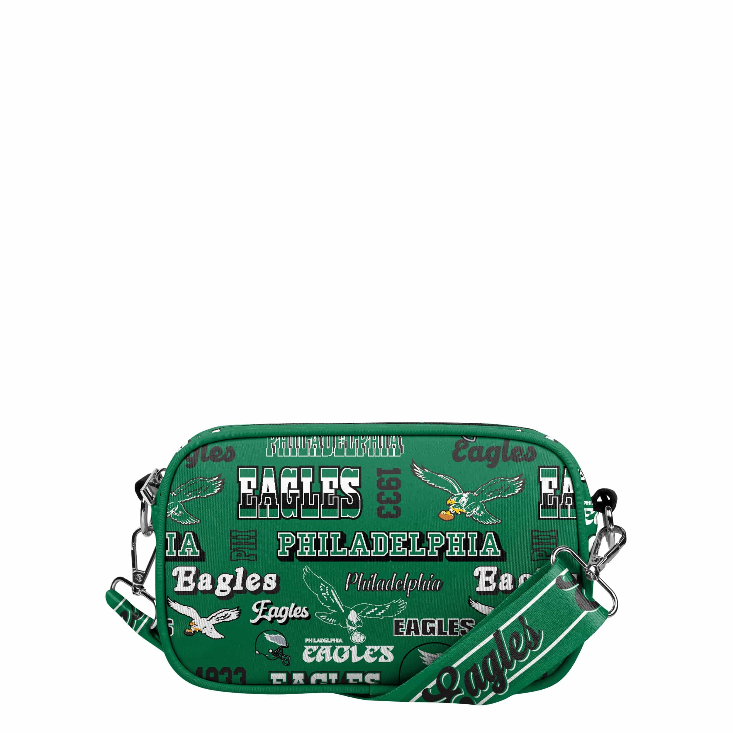 Philadelphia Eagles NFL Kelly Green Repeat Retro Print Nylon Crossbody Bag