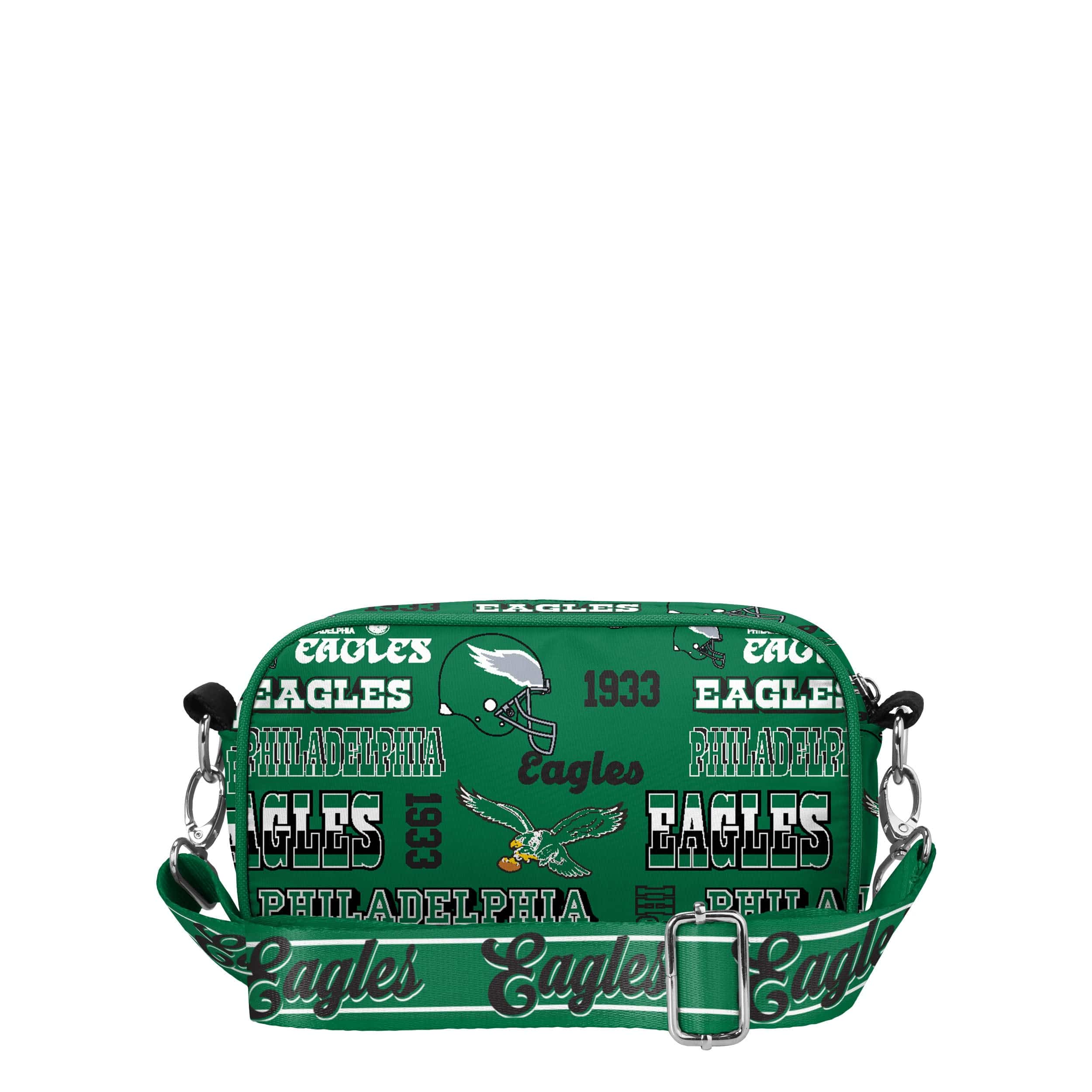 Philadelphia Eagles NFL Kelly Green Repeat Retro Print Nylon Crossbody Bag - Image 6