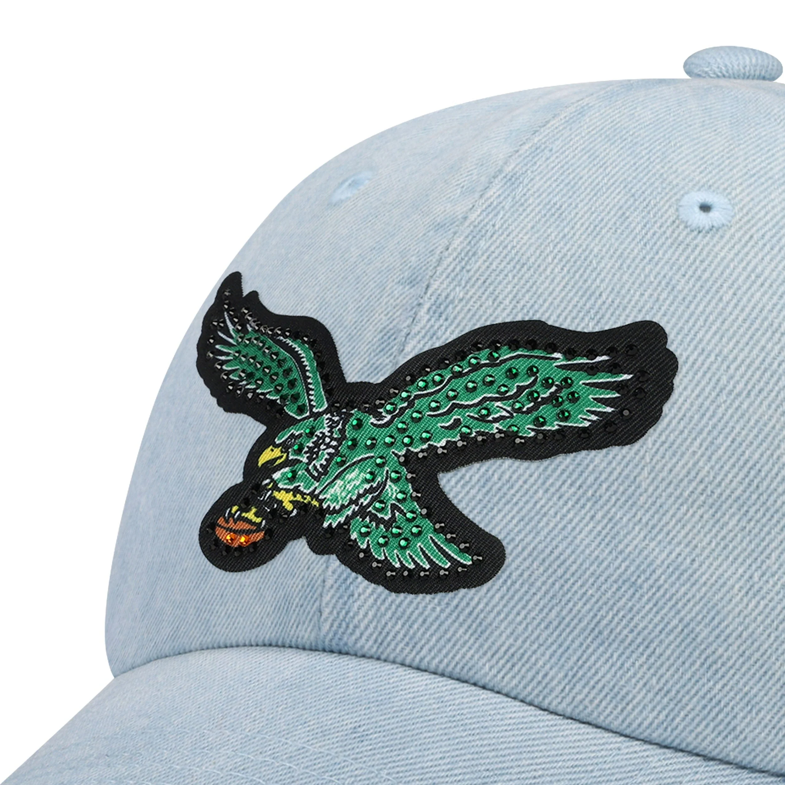 Philadelphia Eagles NFL Kelly Green Rhinestone Logo Denim Casual Cap - Image 2