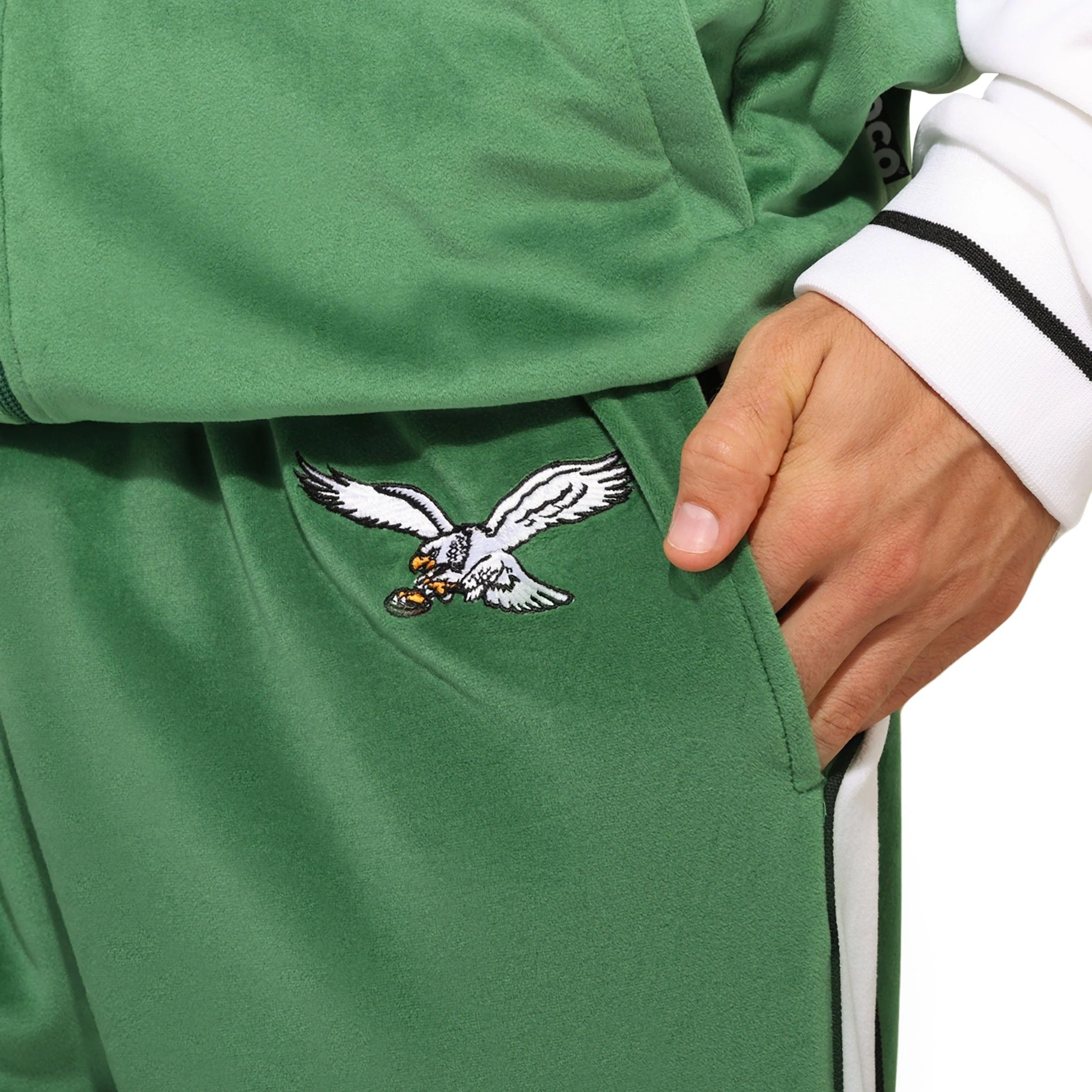 Philadelphia Eagles NFL Kelly Green Two Tone Velour Pants - Image 3