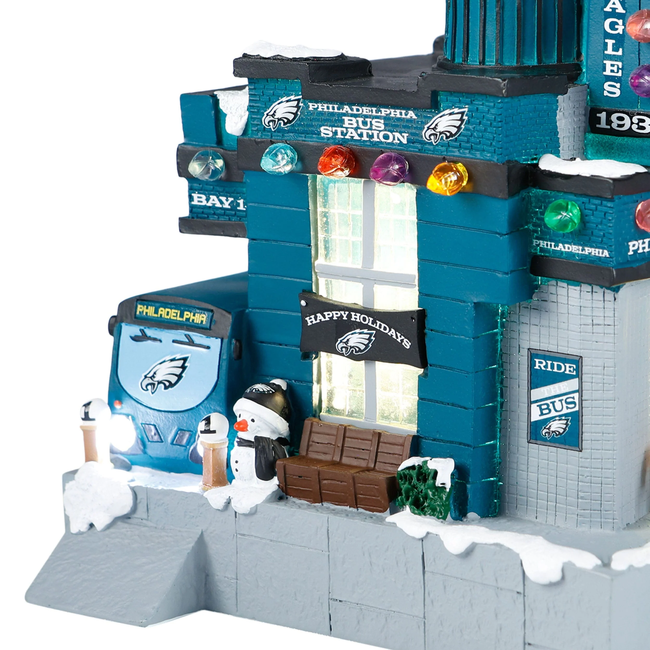 Philadelphia Eagles NFL Light Up Resin Team Bus Station - Image 4