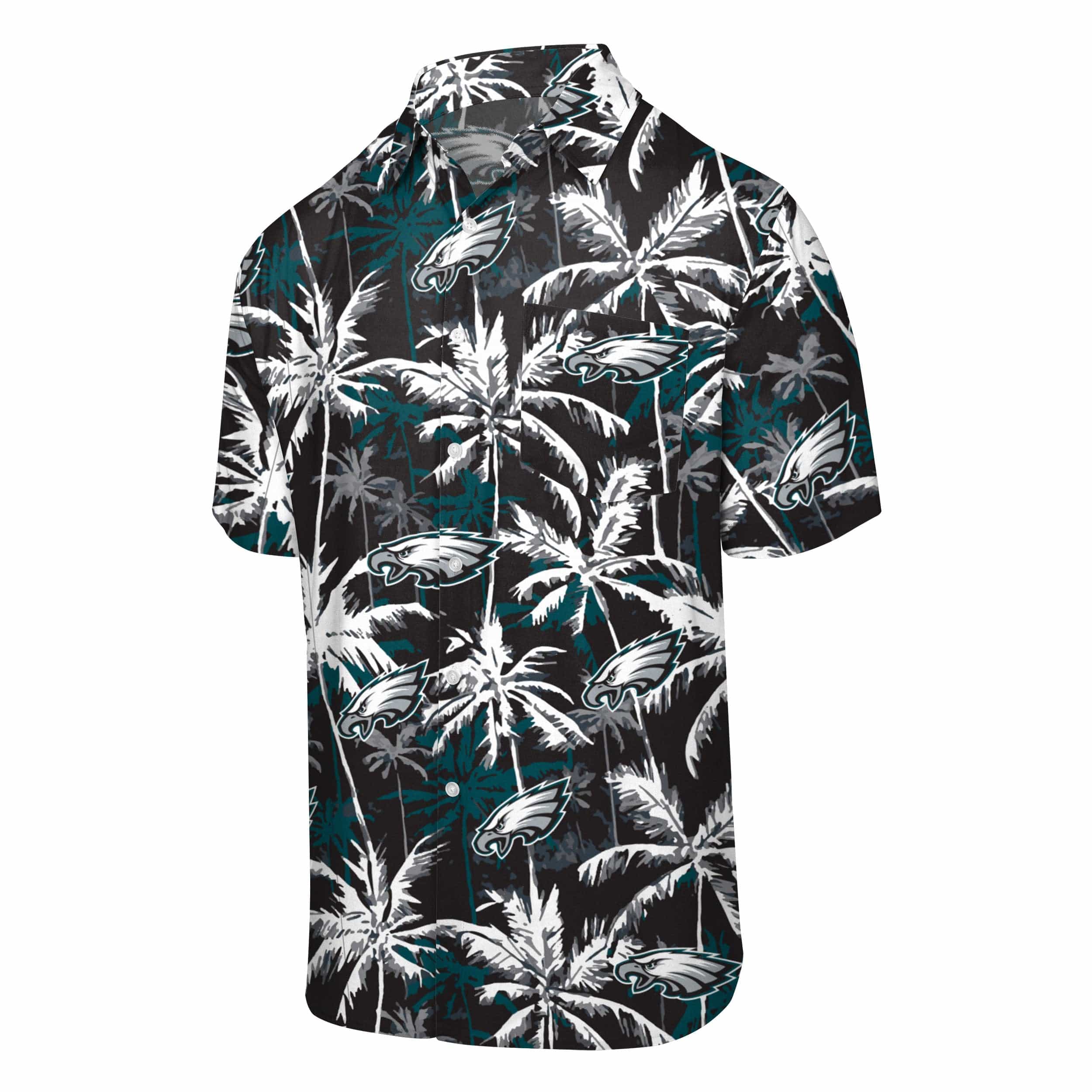 Philadelphia Eagles NFL Mens Black Floral Button Up Shirt - Image 4