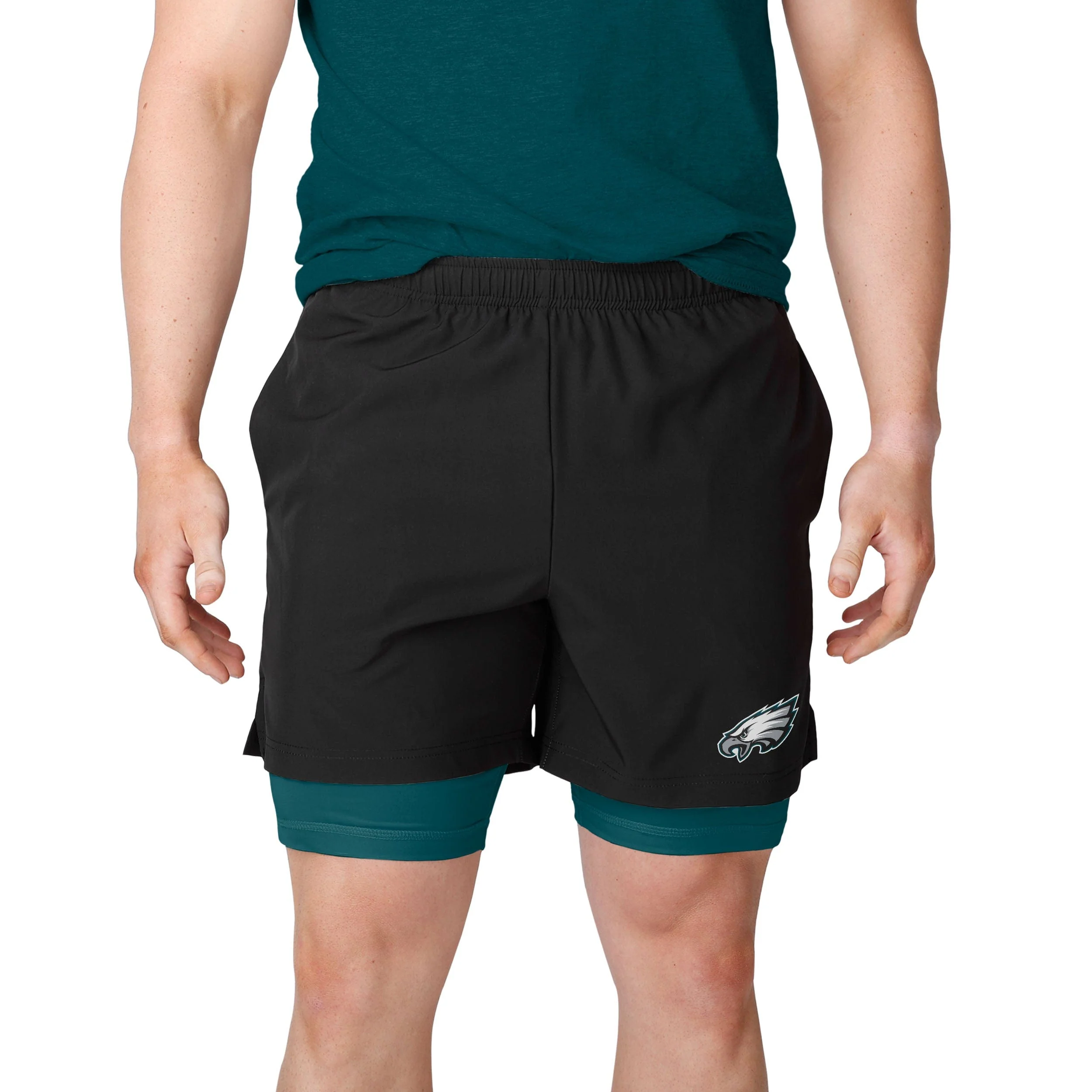Philadelphia Eagles NFL Mens Black Team Color Lining Shorts - Image 2