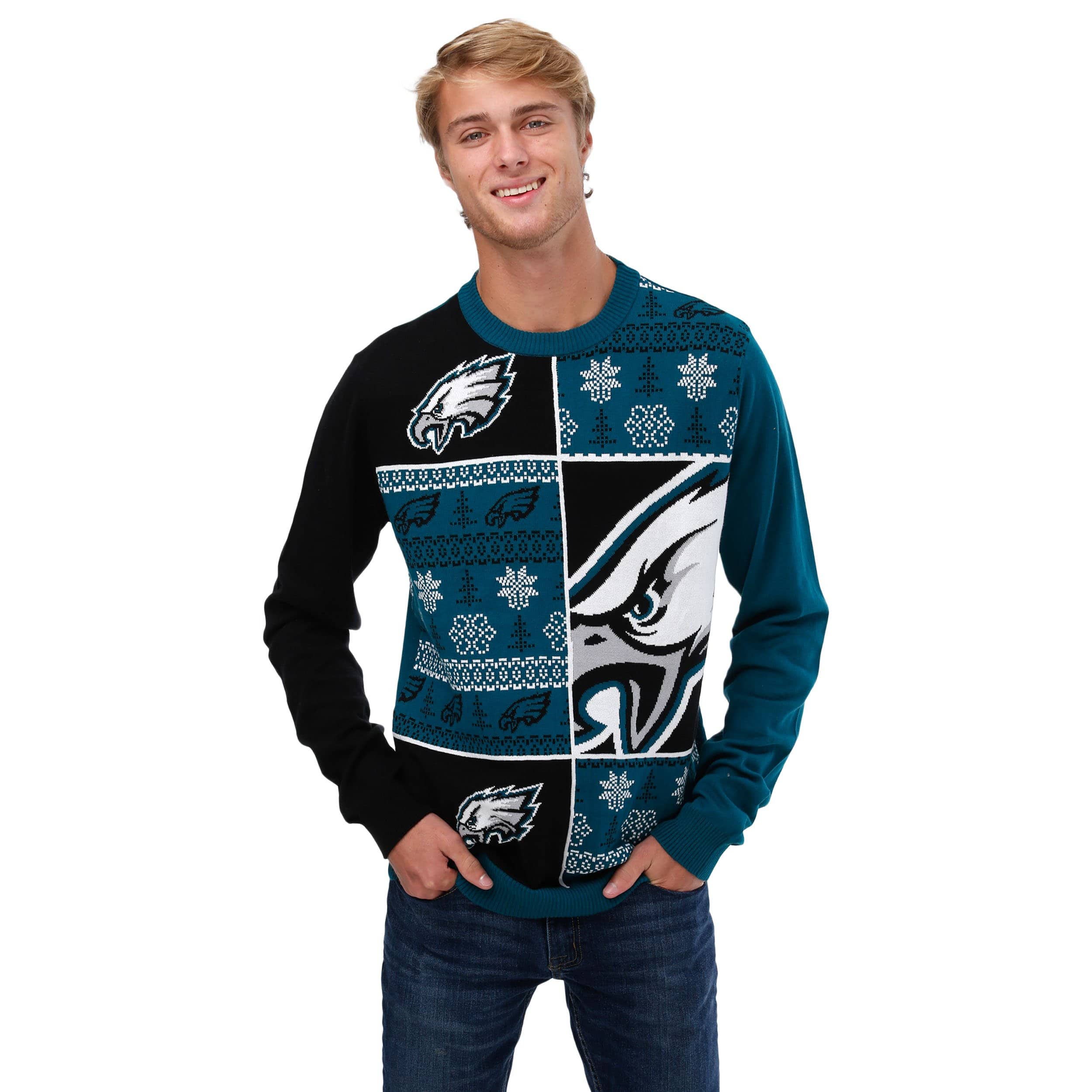 Philadelphia Eagles NFL Mens Busy Block Snowfall Sweater - Image 2