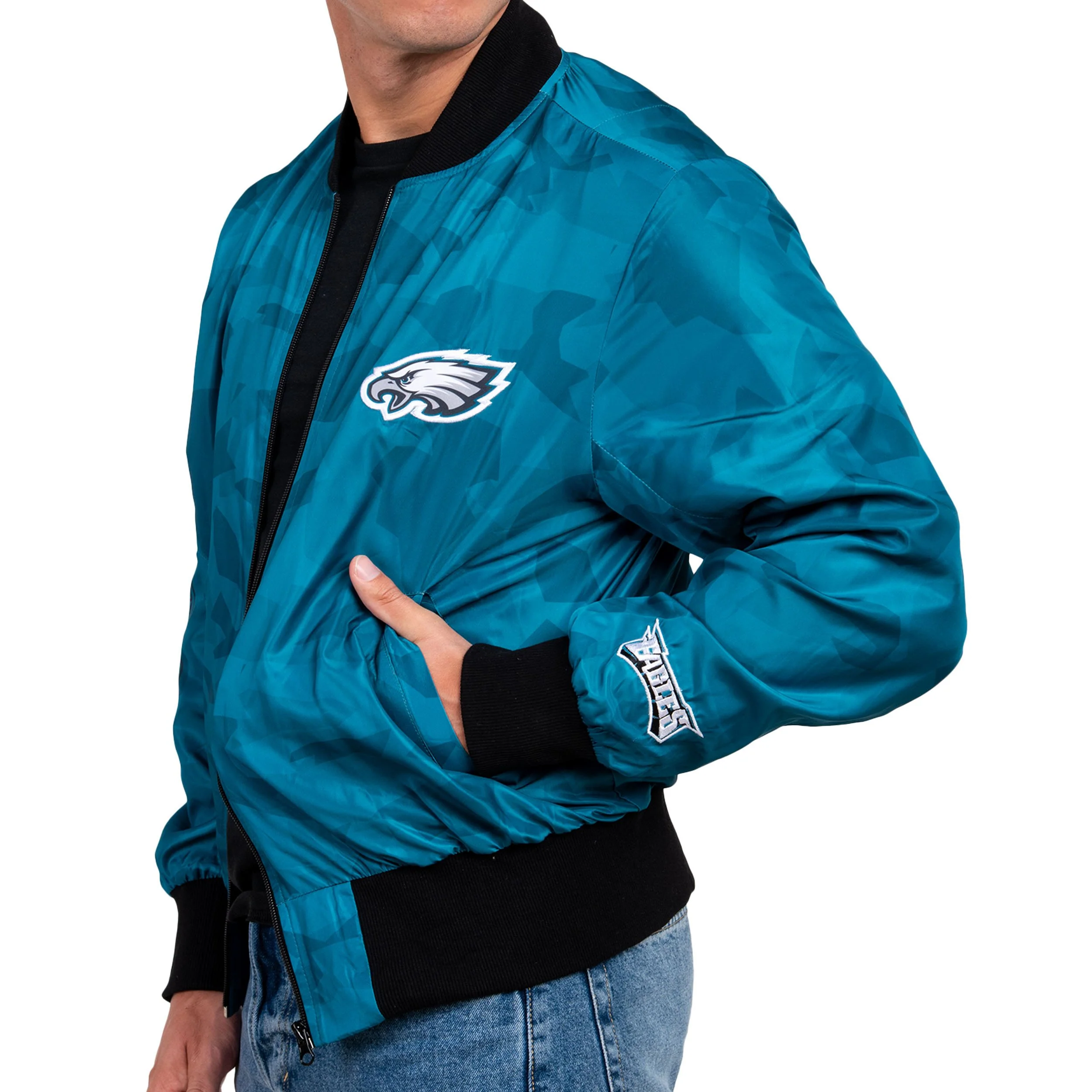 Philadelphia Eagles NFL Mens Camo Bomber Jacket - Image 4