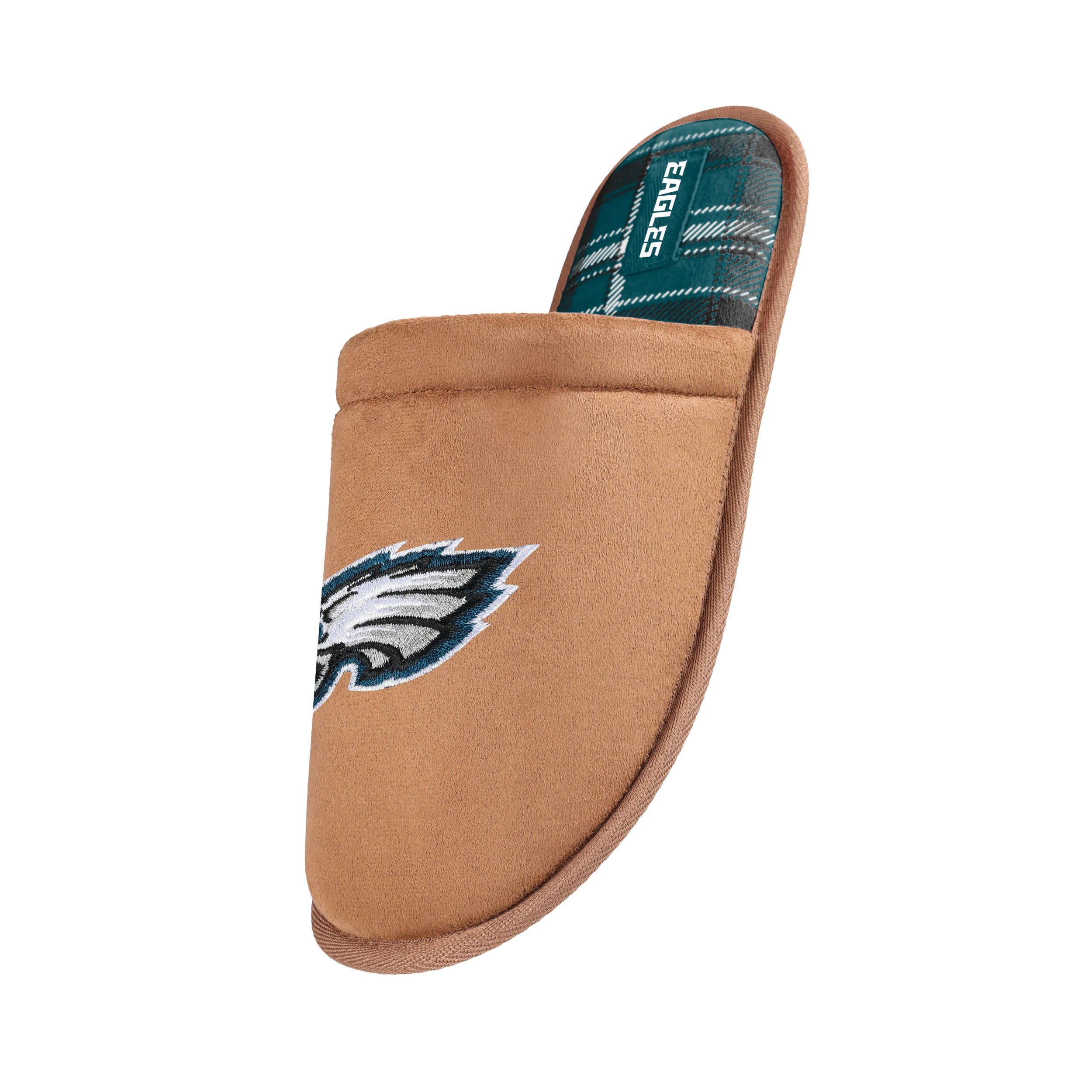 Philadelphia Eagles NFL Mens Flannel Lined Brown Suede Scuff Slipper - Image 2