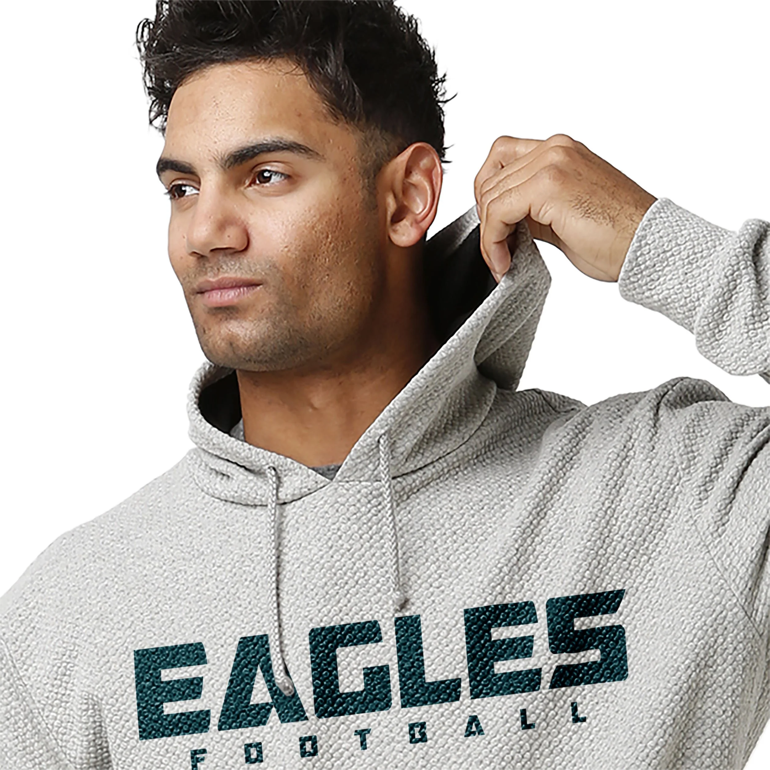 Philadelphia Eagles NFL Mens Gray Woven Hoodie - Image 5