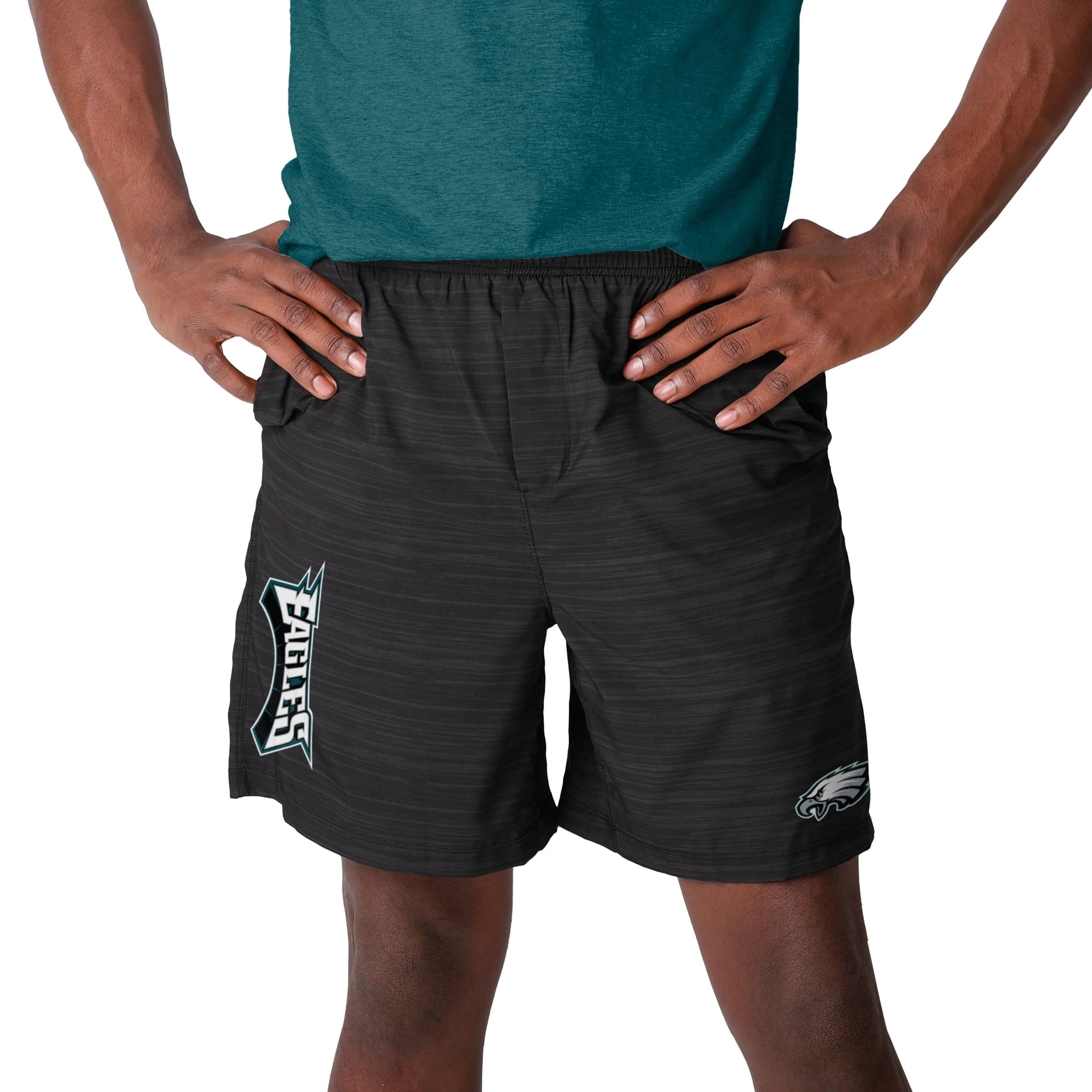 Philadelphia Eagles NFL Mens Heathered Black Woven Liner Shorts - Image 2