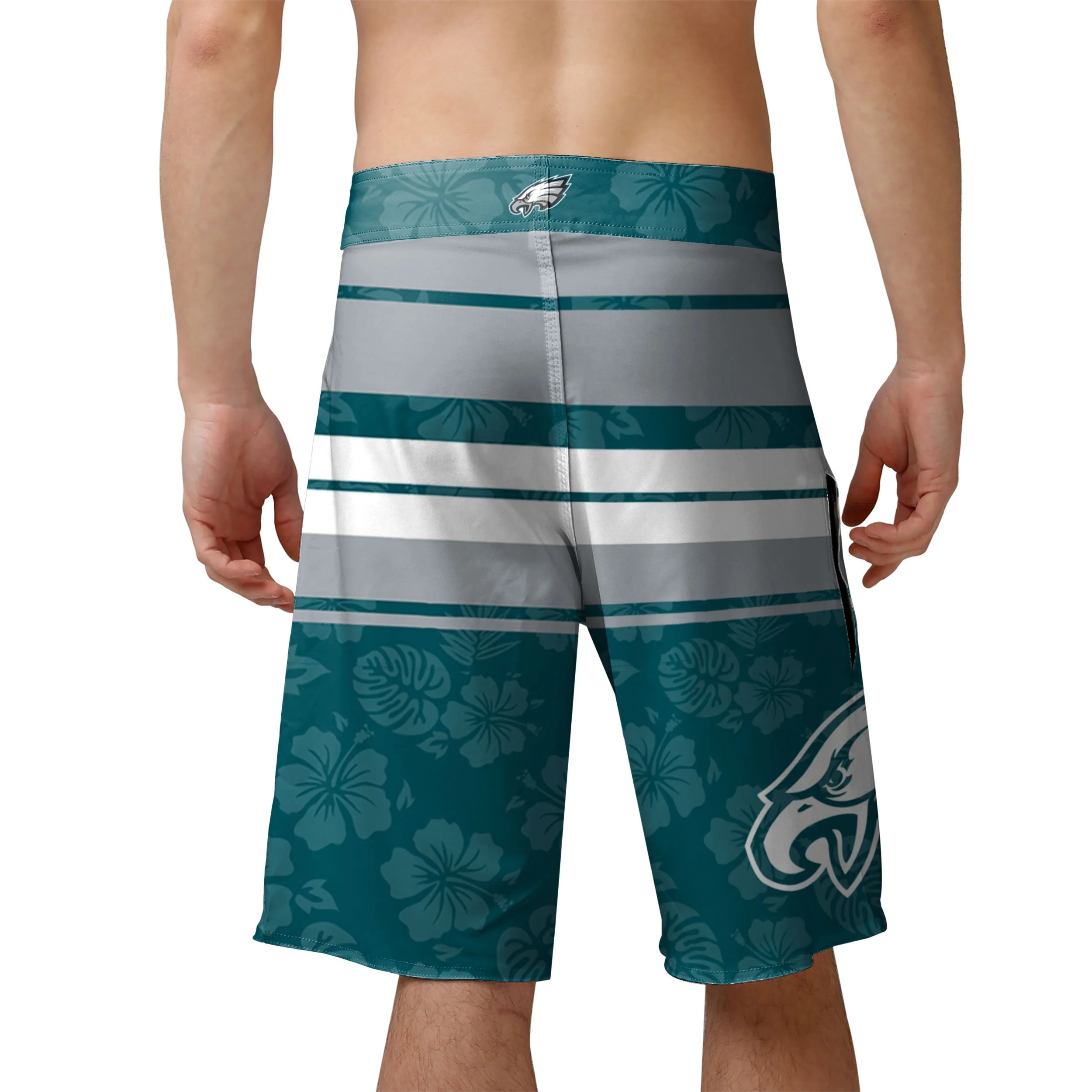 Philadelphia Eagles NFL Mens Hibiscus Boardwalk Stripe Boardshorts - Image 3