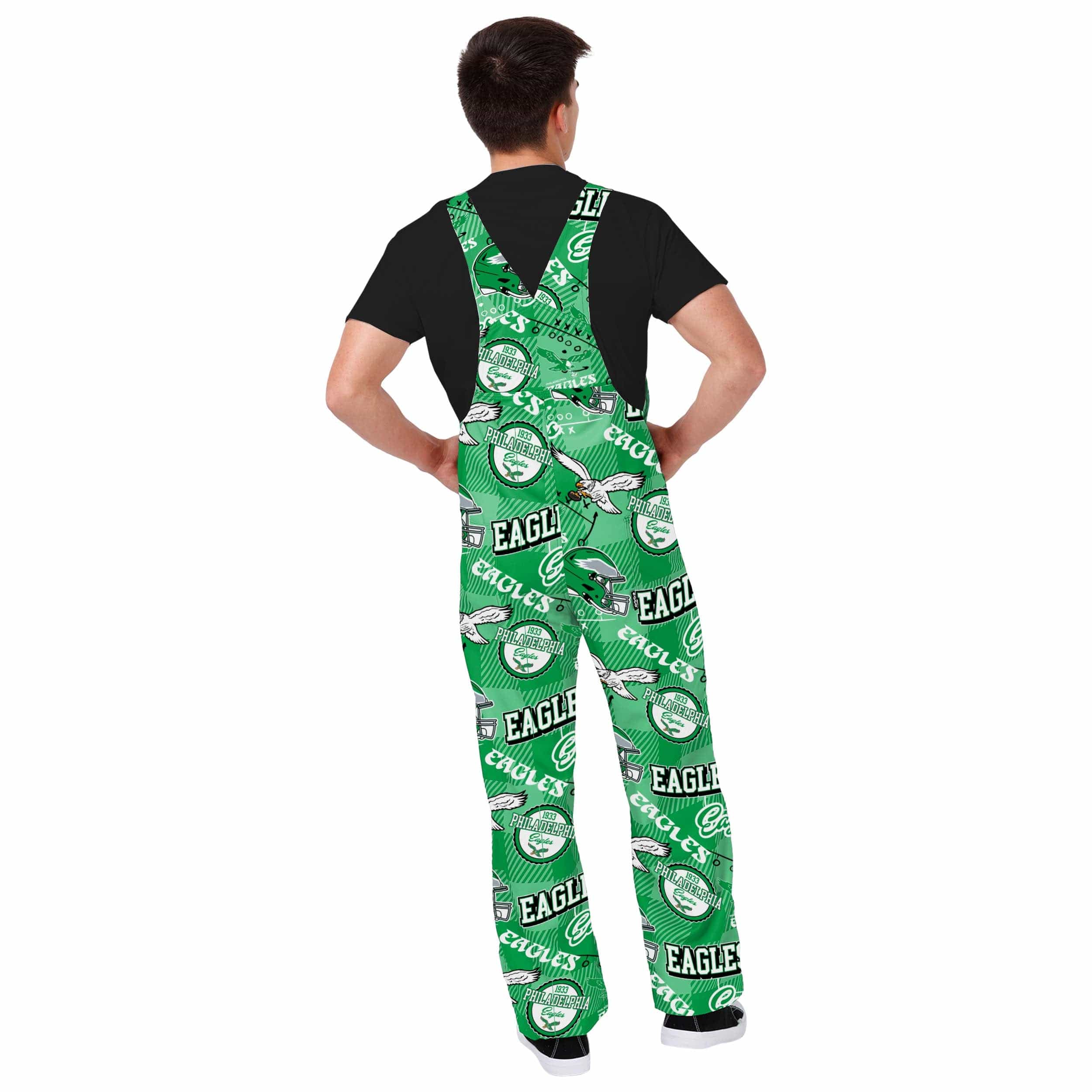 Philadelphia Eagles NFL Mens Historic Print Bib Overalls - Image 2