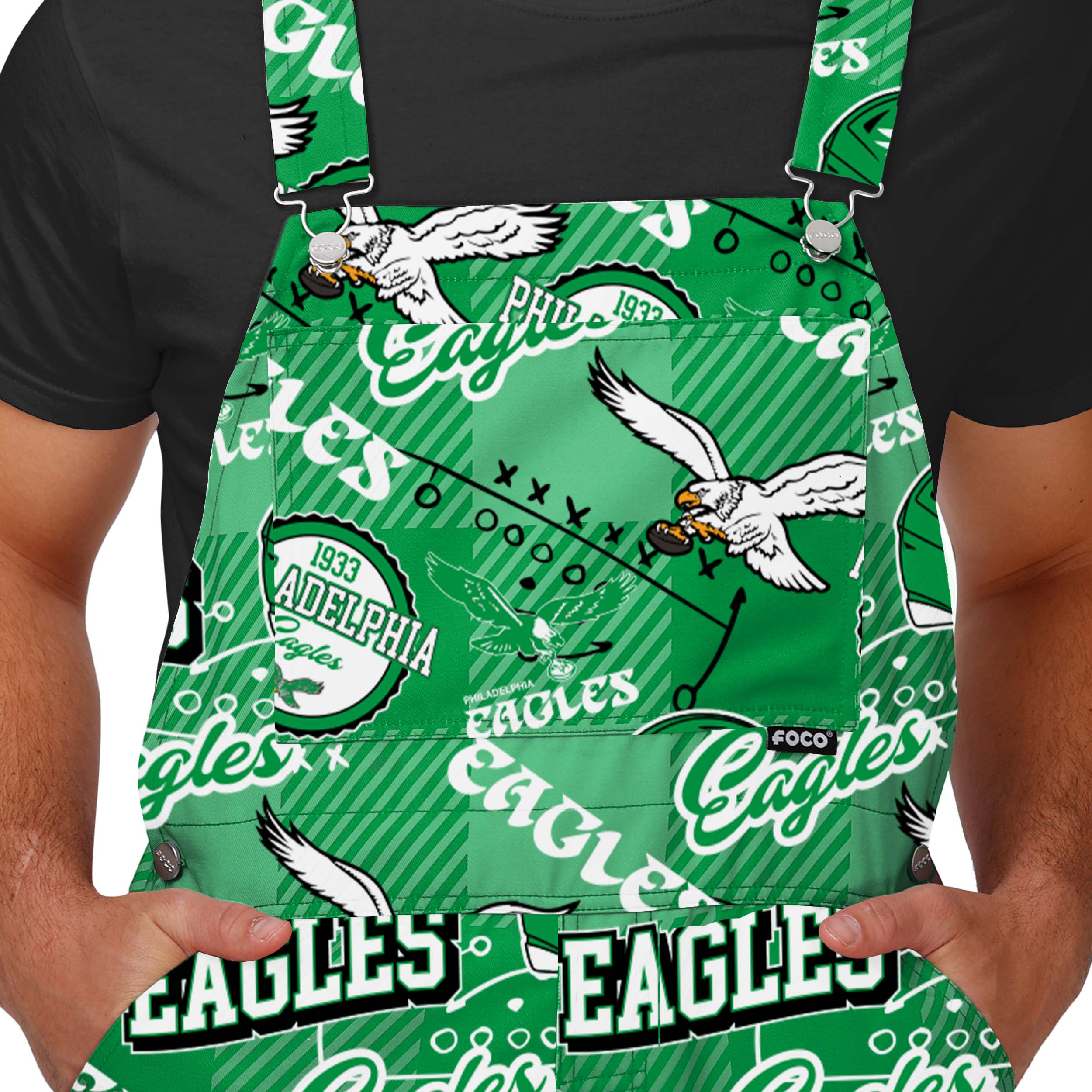 Philadelphia Eagles NFL Mens Historic Print Bib Overalls - Image 4