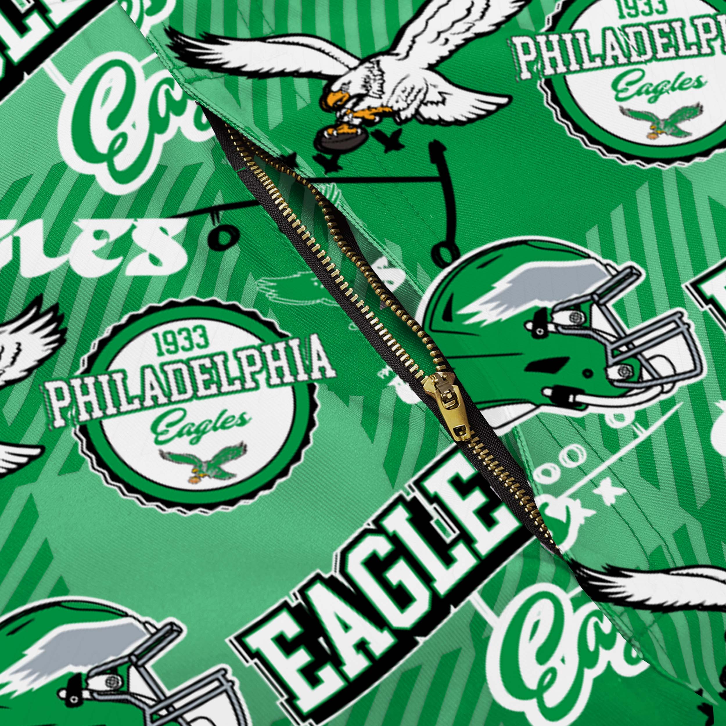 Philadelphia Eagles NFL Mens Historic Print Bib Overalls - Image 6