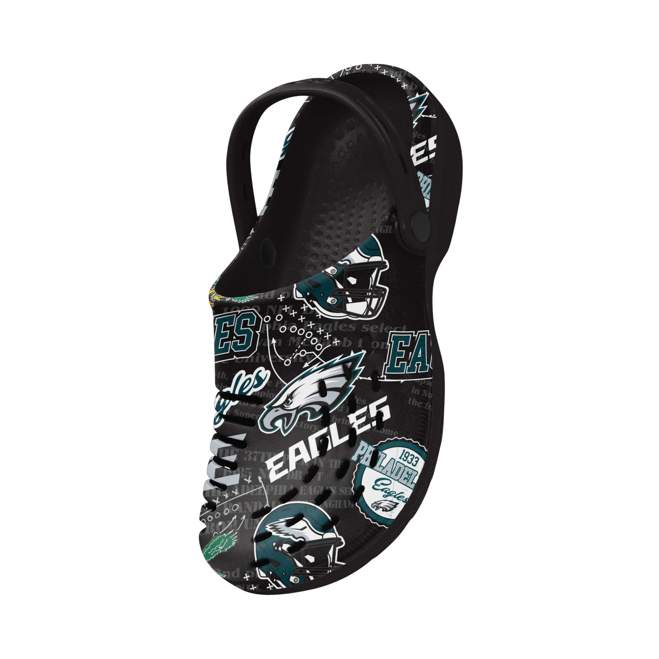 Philadelphia Eagles NFL Mens Historic Print Clog With Strap - Image 3