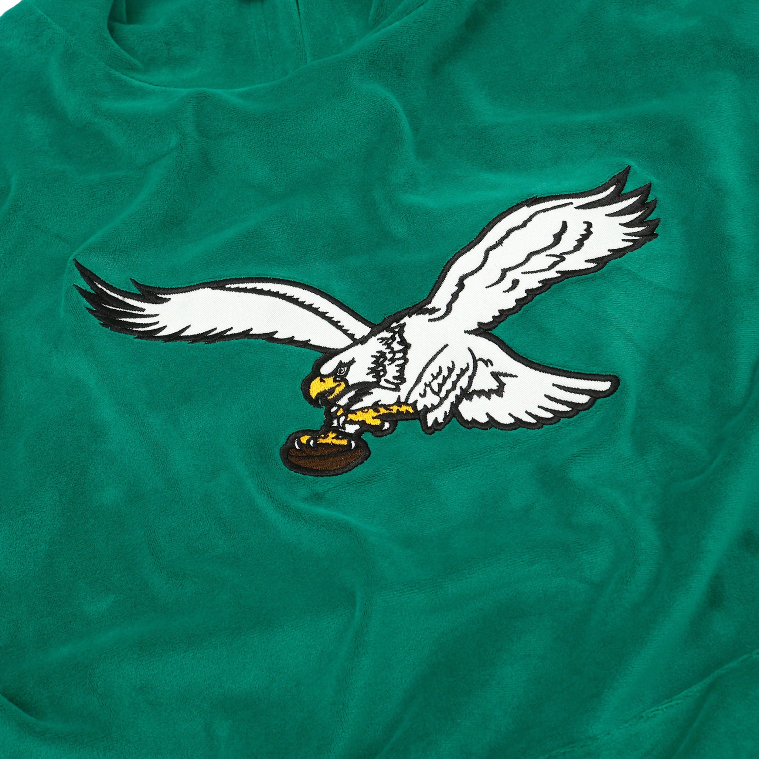Philadelphia Eagles NFL Mens Kelly Green Velour Hooded Sweatshirt - Image 4
