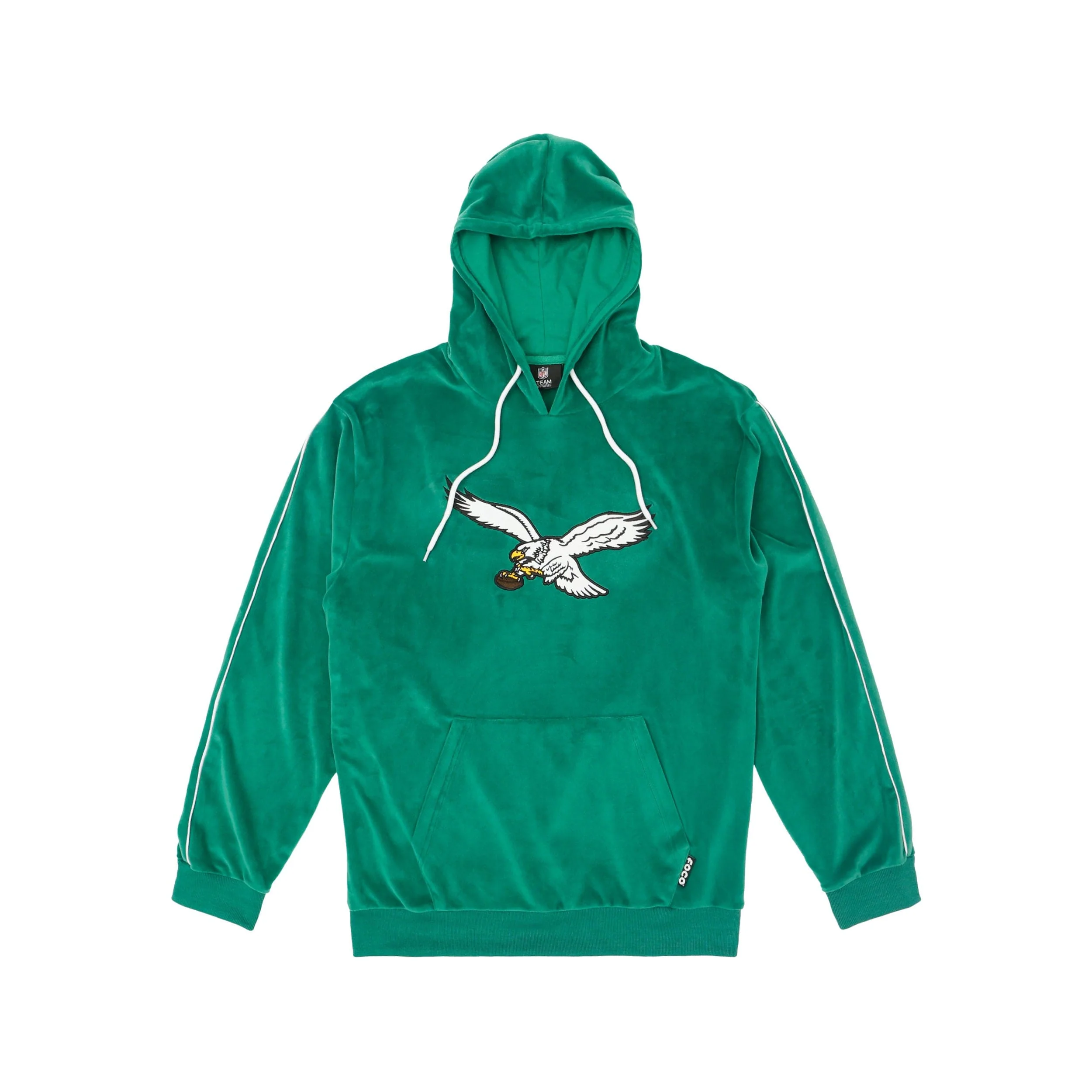 Philadelphia Eagles NFL Mens Kelly Green Velour Hooded Sweatshirt - Image 5
