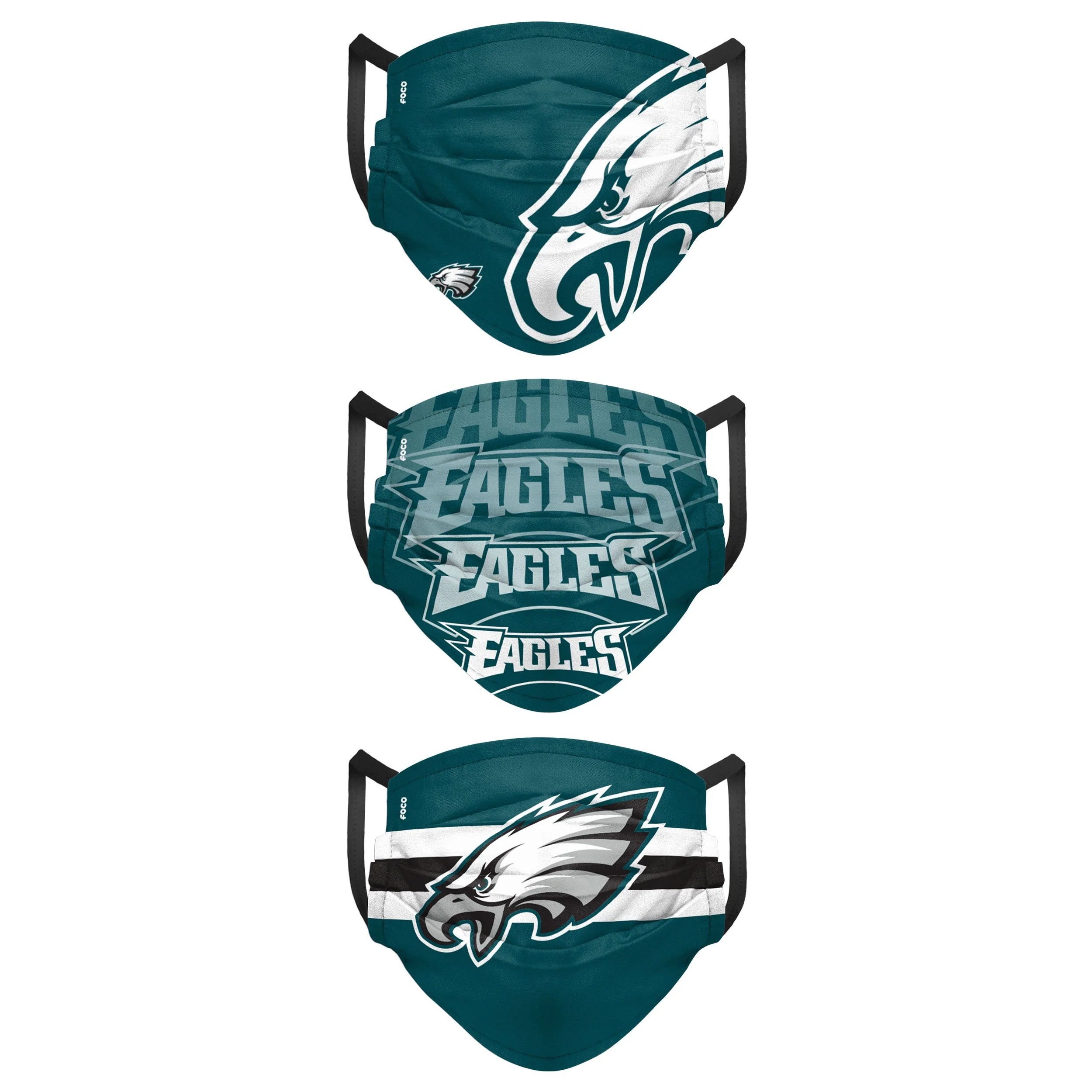 Philadelphia Eagles NFL Mens Matchday 3 Pack Face Cover - Image 2