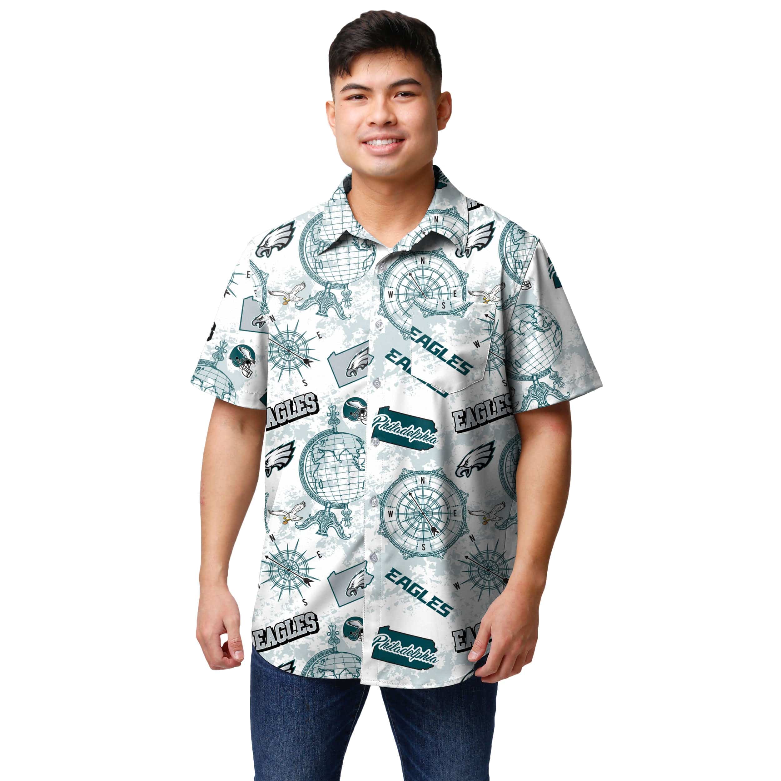 Philadelphia Eagles NFL Mens Mercader Button Up Shirt - Image 2