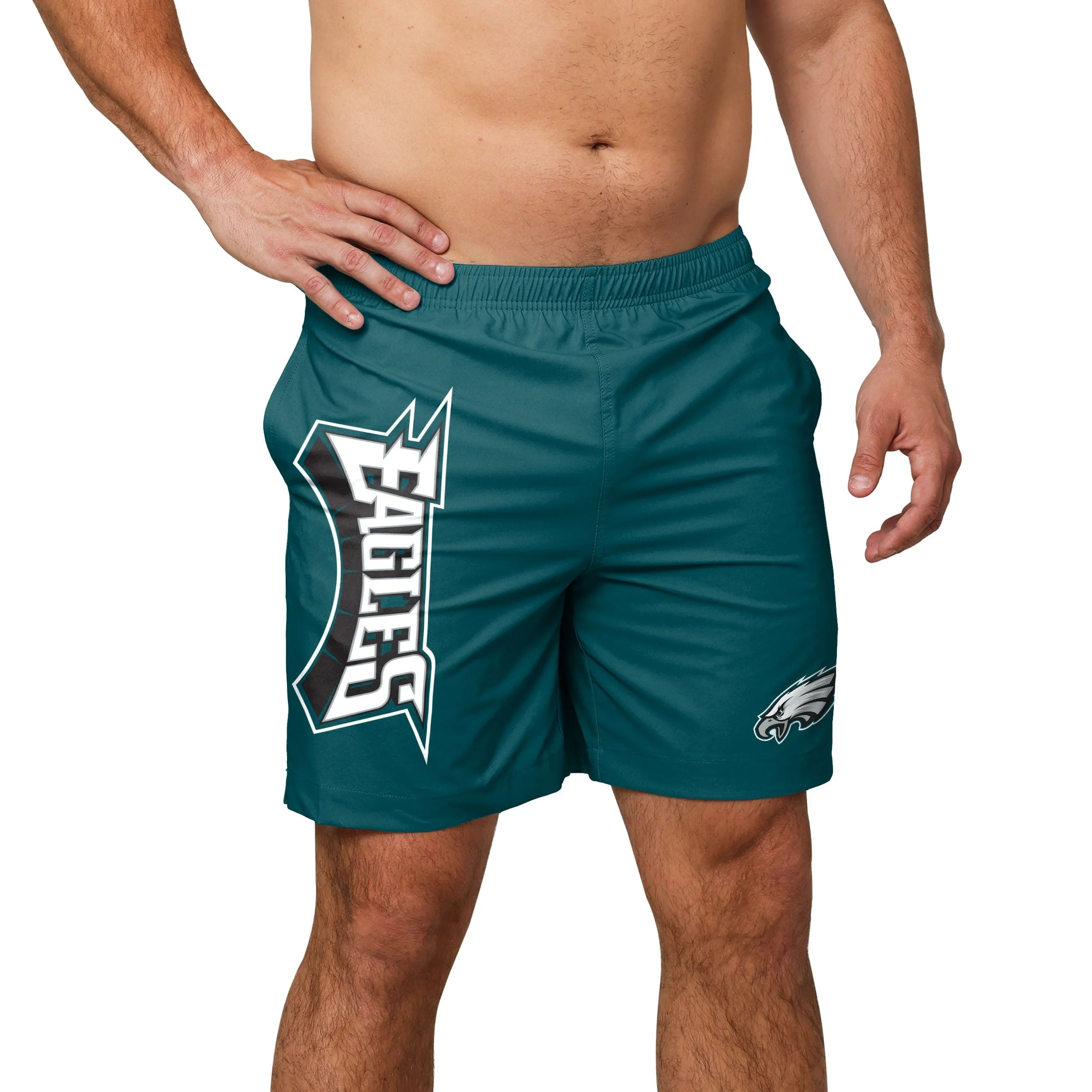 Philadelphia Eagles NFL Mens Solid Wordmark Traditional Swimming Trunks - Image 2