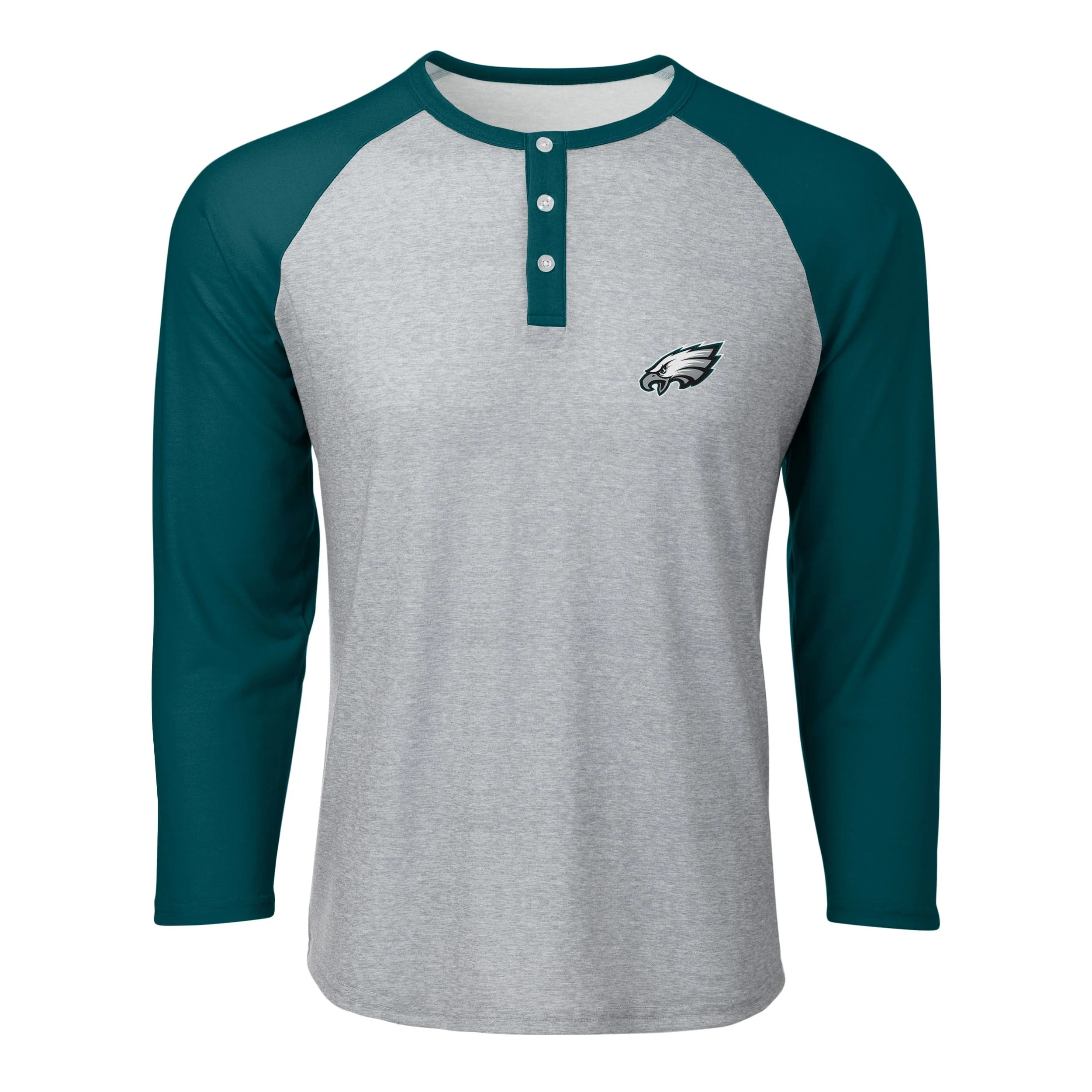 Philadelphia Eagles NFL Mens Team Logo Gray Long Sleeve Henley